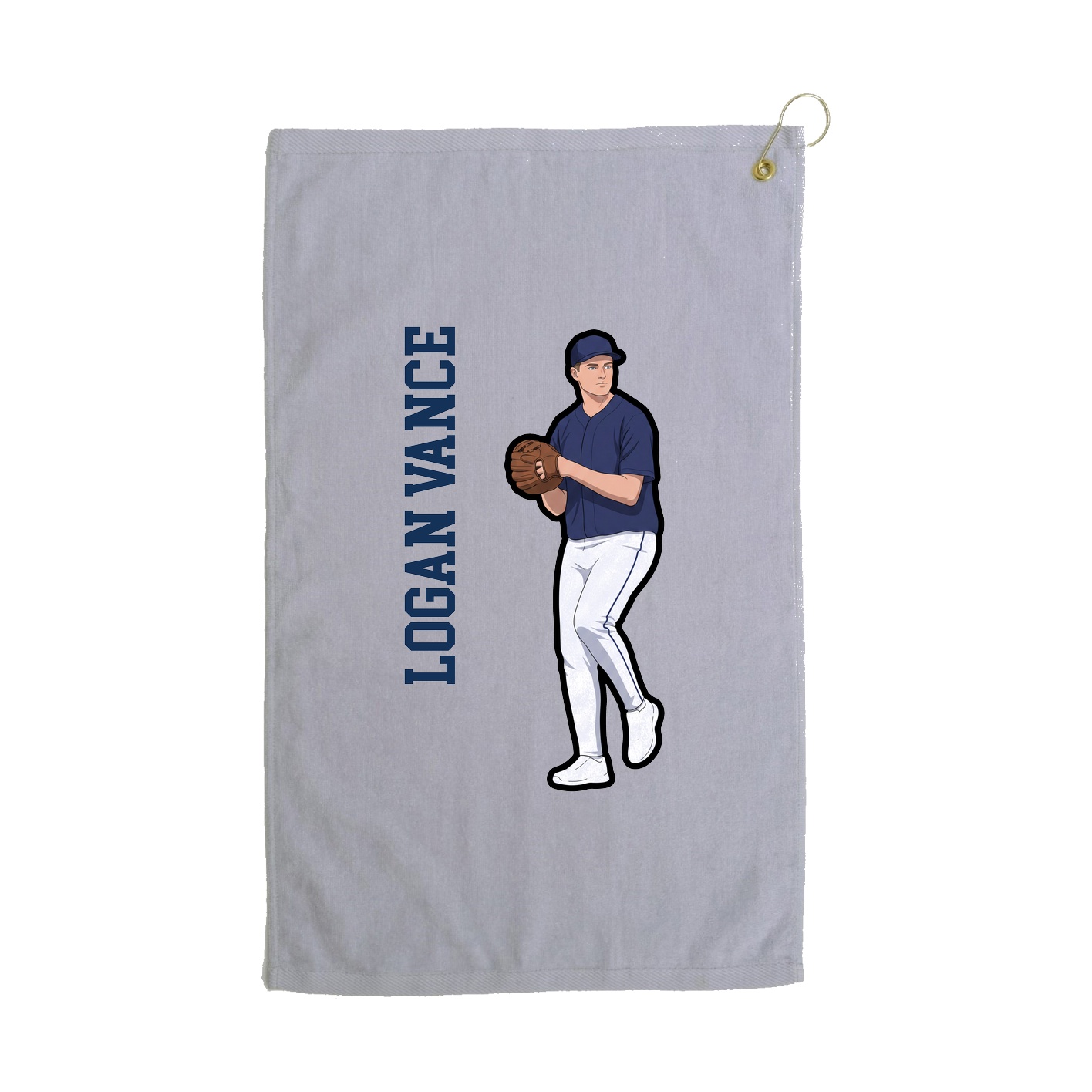 Golf Towel — Name Vertical in Grey