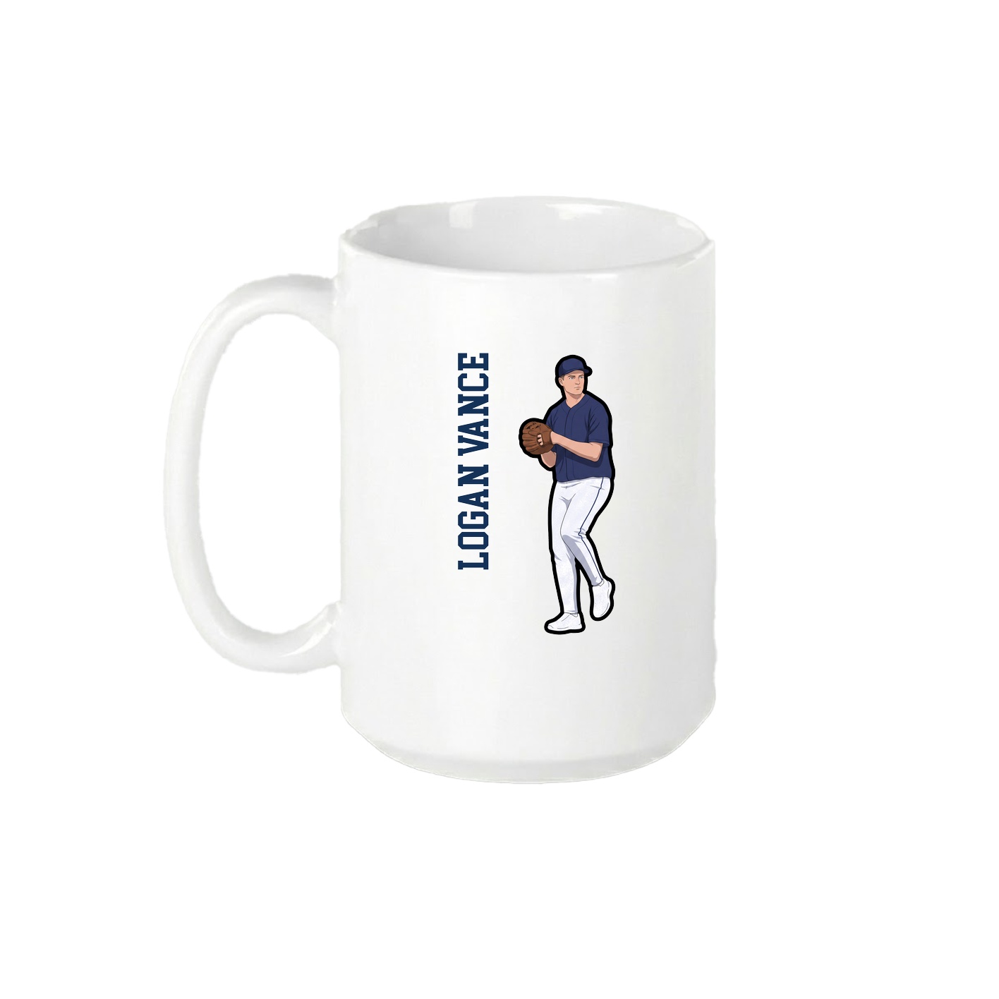 15oz Coffee Mug — Name Vertical in White