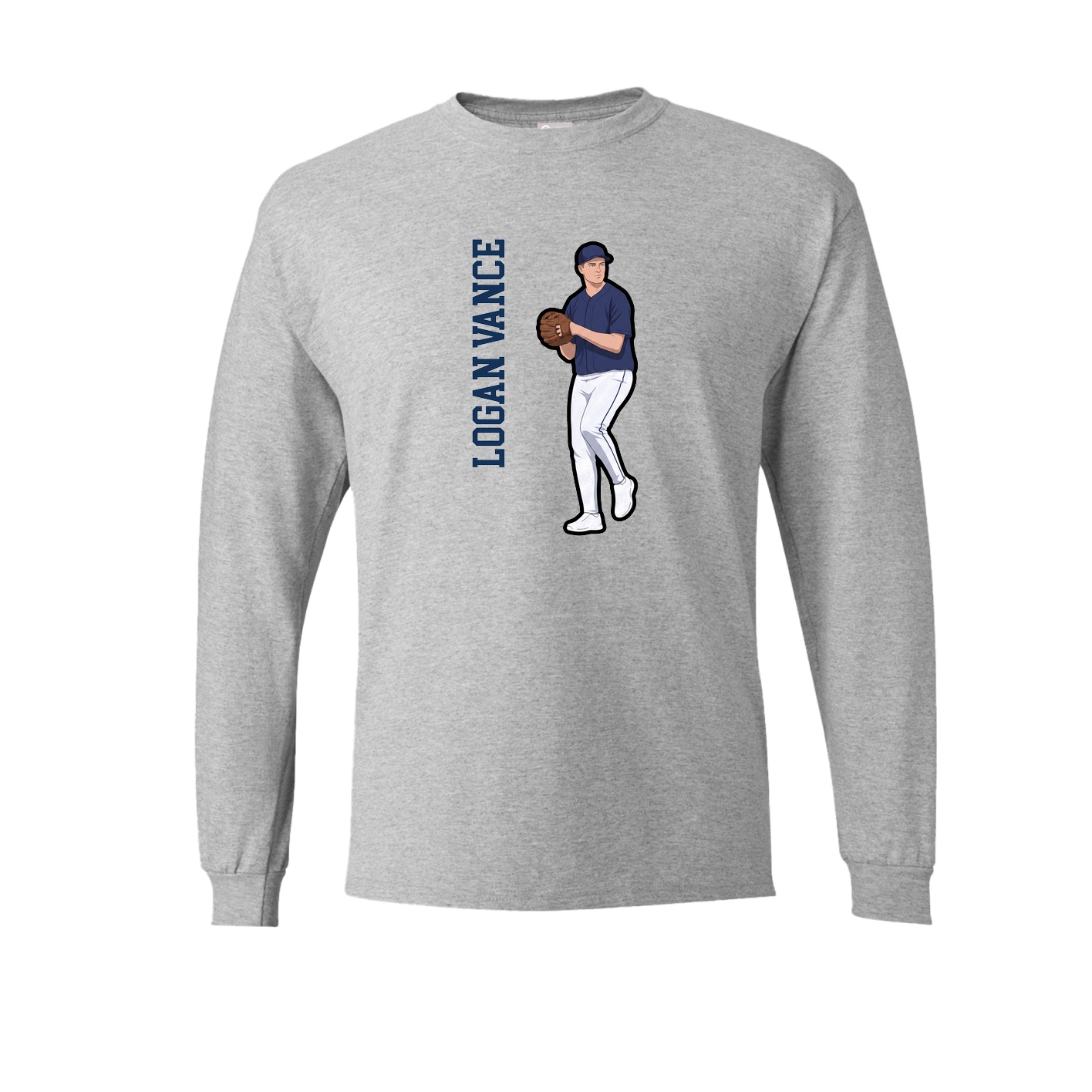 Long Sleeve Tee — Name Vertical in Grey