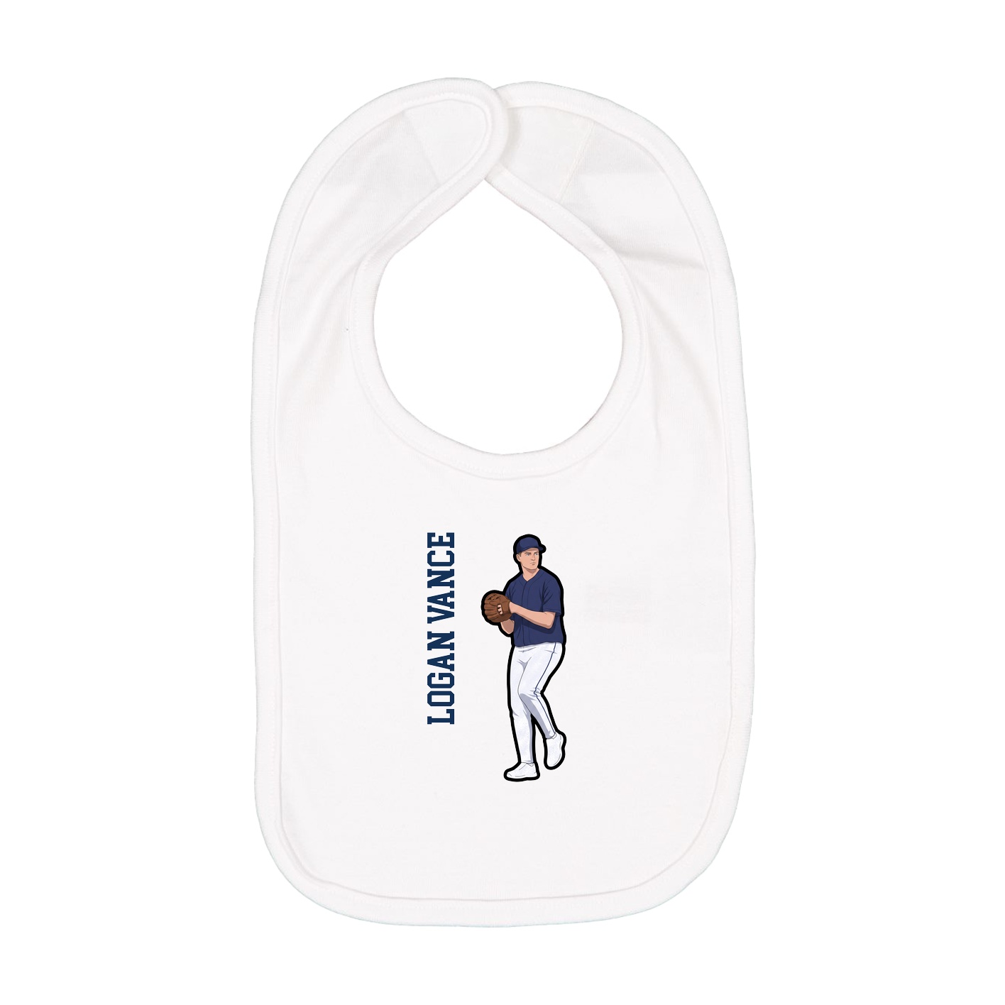 Infant Bib — Name Vertical in White