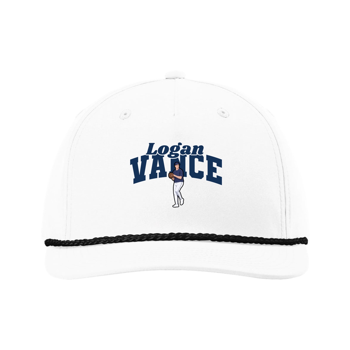 Five-Panel Classic Rope Cap — Signature Arch in White
