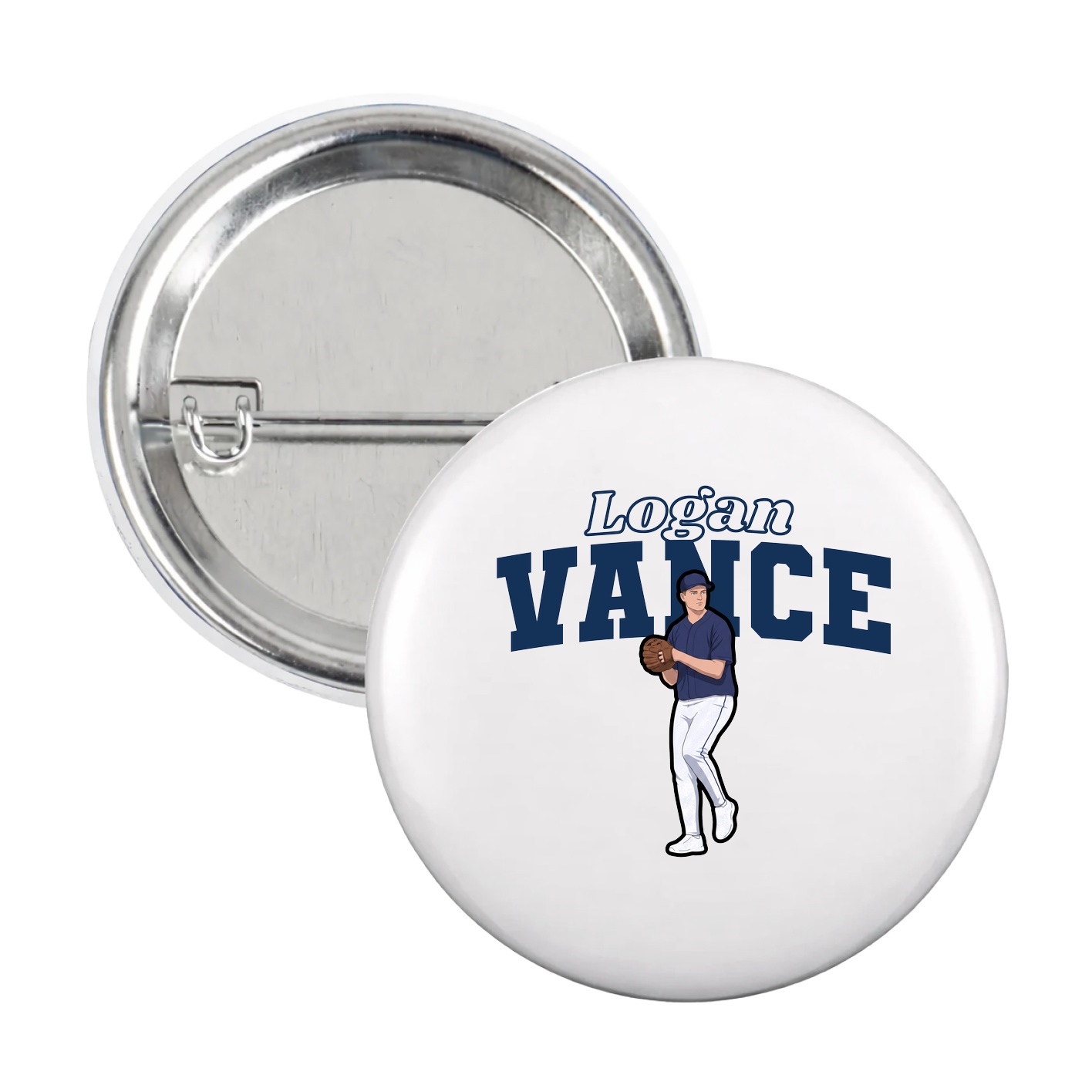 Game Day Button — Name Arch in White