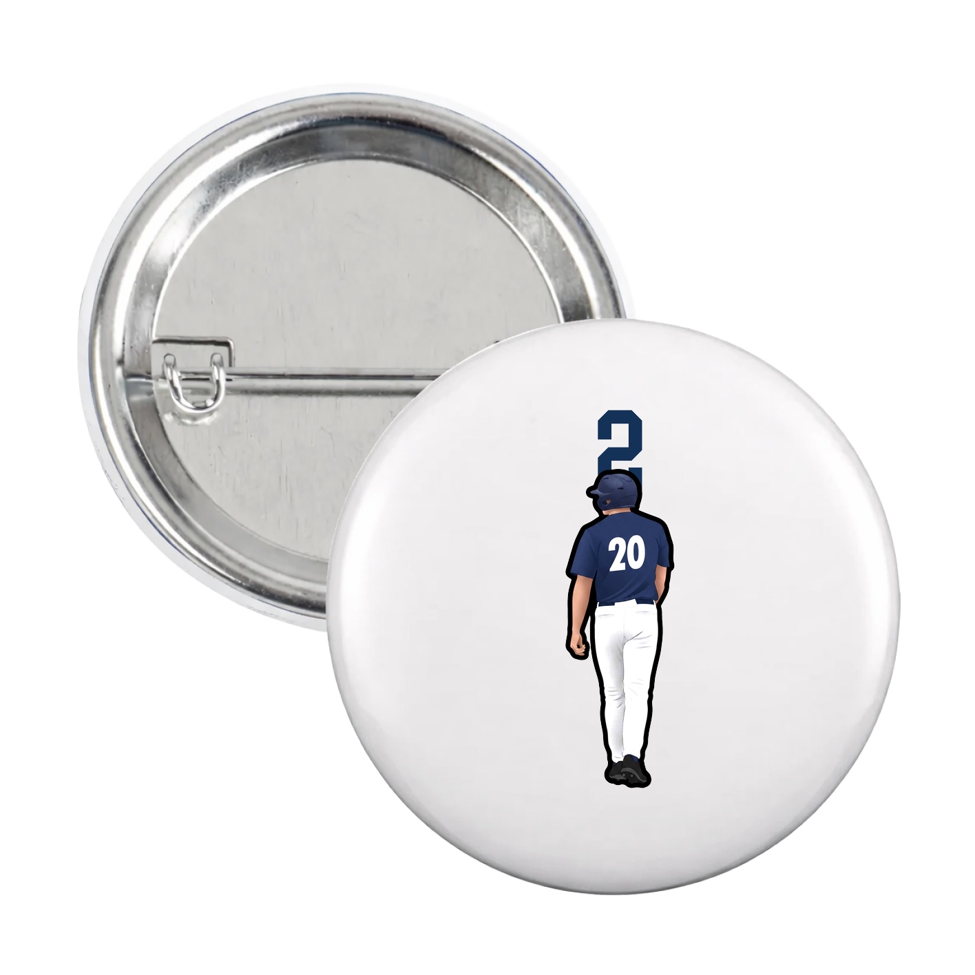 Game Day Button — Number Top in White