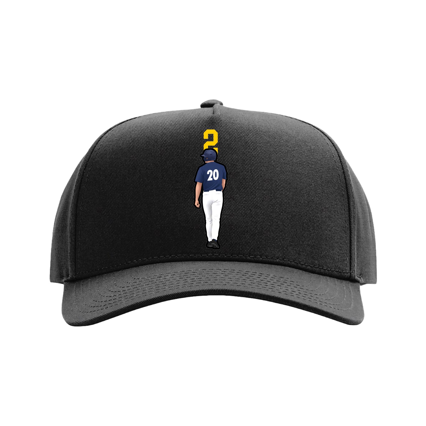 Full Fabric Five-Panel Champ Cap — Number Top in Black
