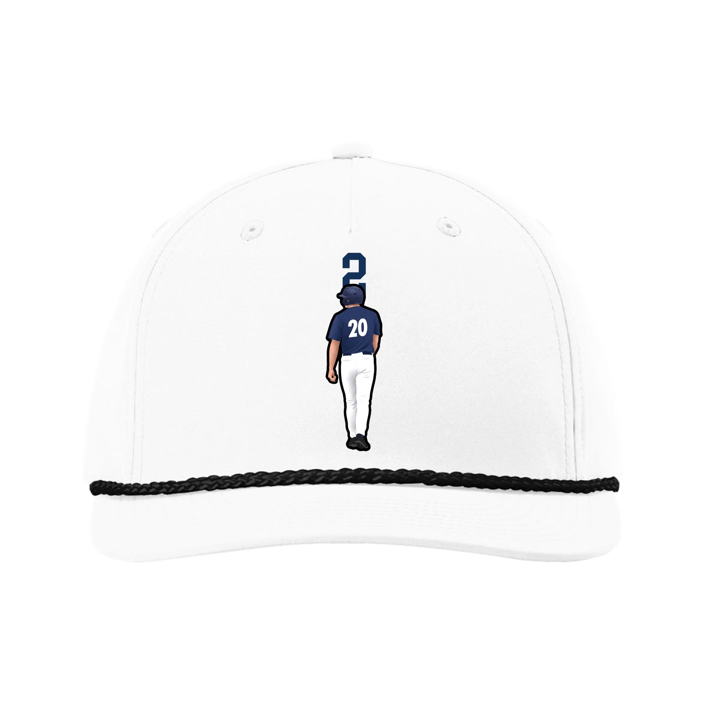 Five-Panel Classic Rope Cap — Number Top in White