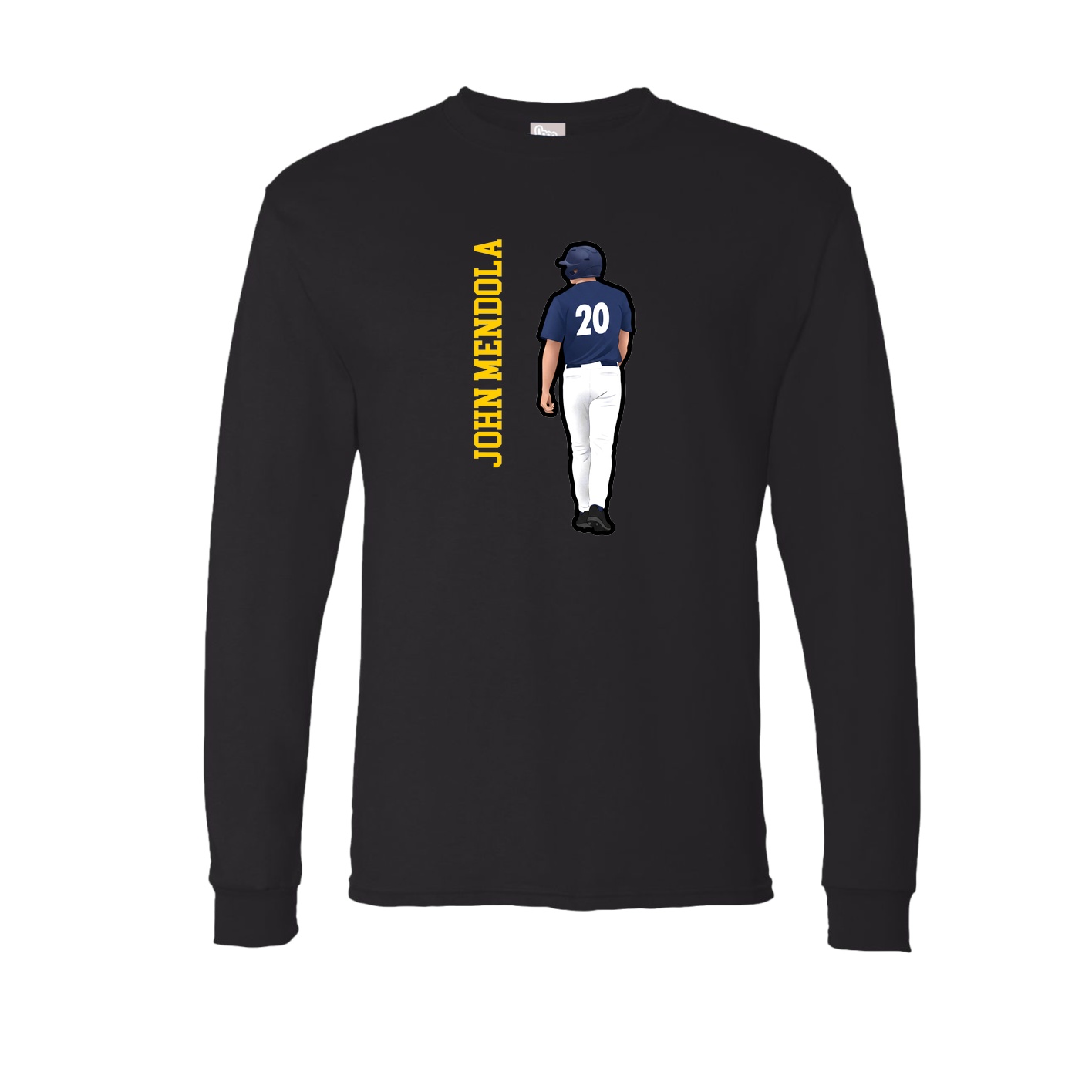 Long Sleeve Tee — Name Vertical in Black
