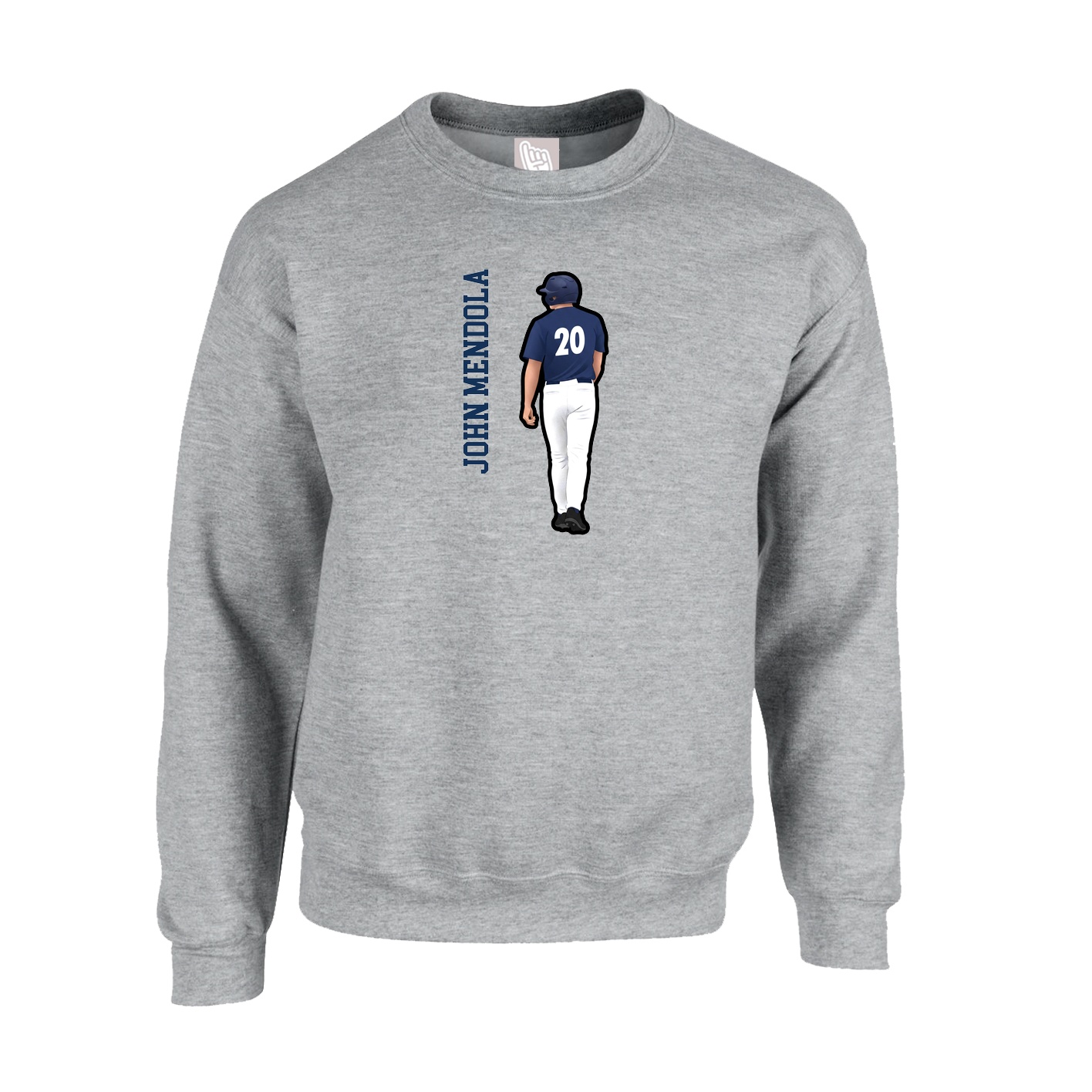 Fleece Crew — Name Vertical in Grey
