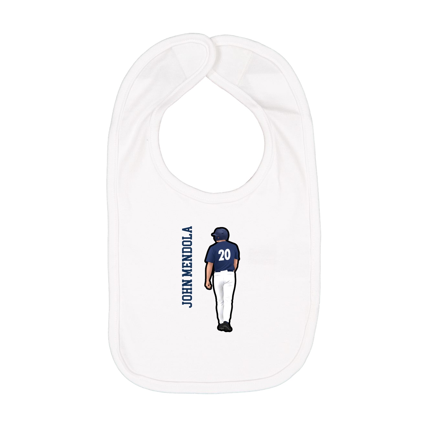 Infant Bib — Name Vertical in White