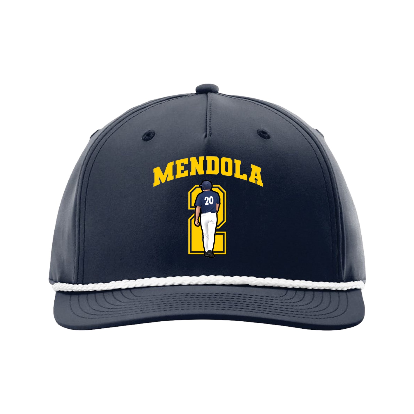 Five-Panel Classic Rope Cap — Number in Navy