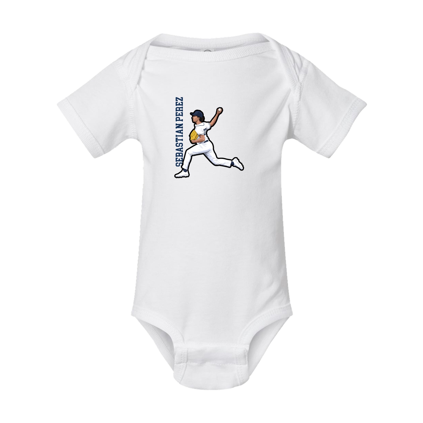 Baby Onesie — Name Vertical in White