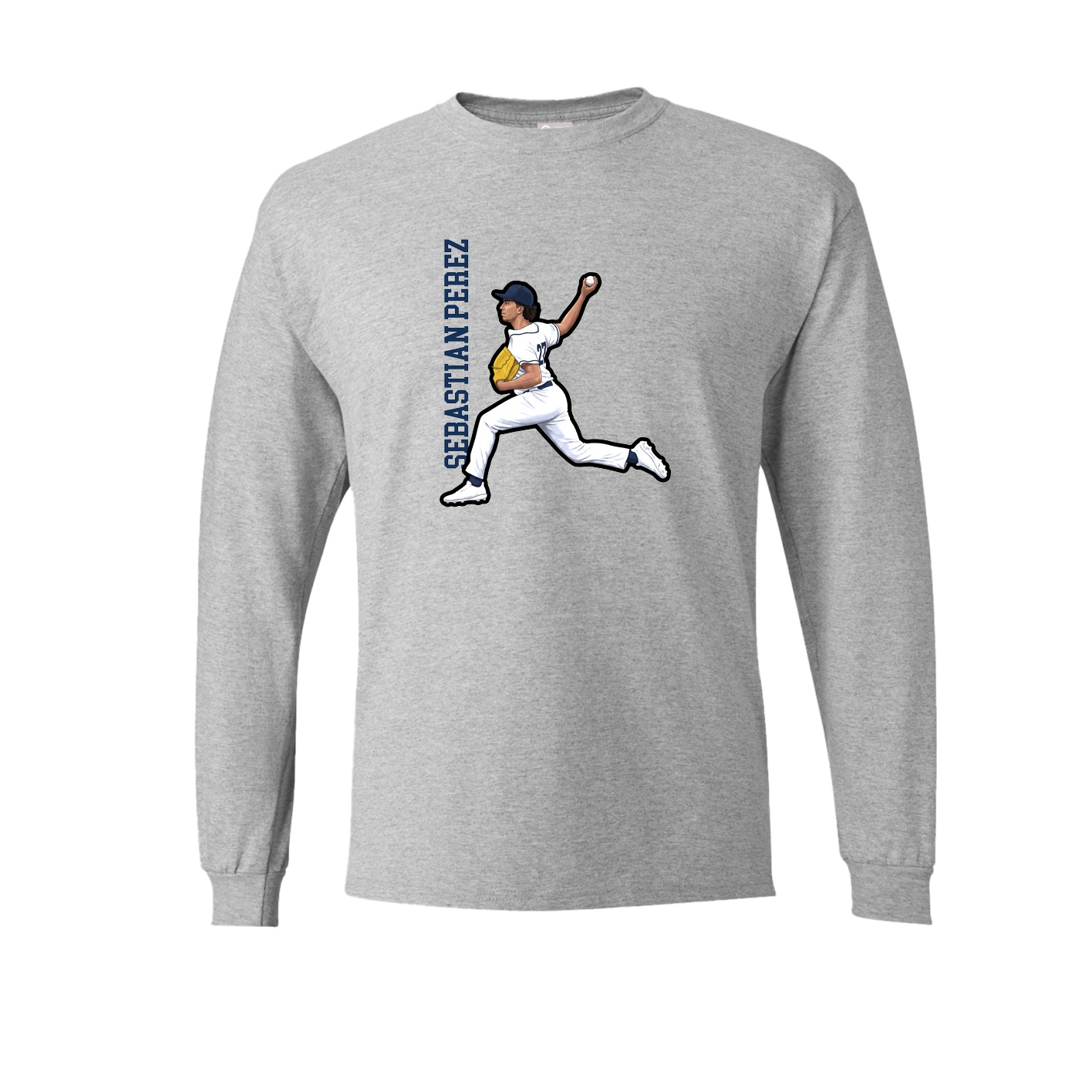 Long Sleeve Tee — Name Vertical in Grey