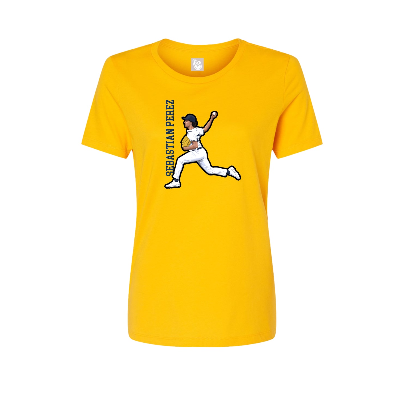 Fitted Women's Tee — Name Vertical in Gold