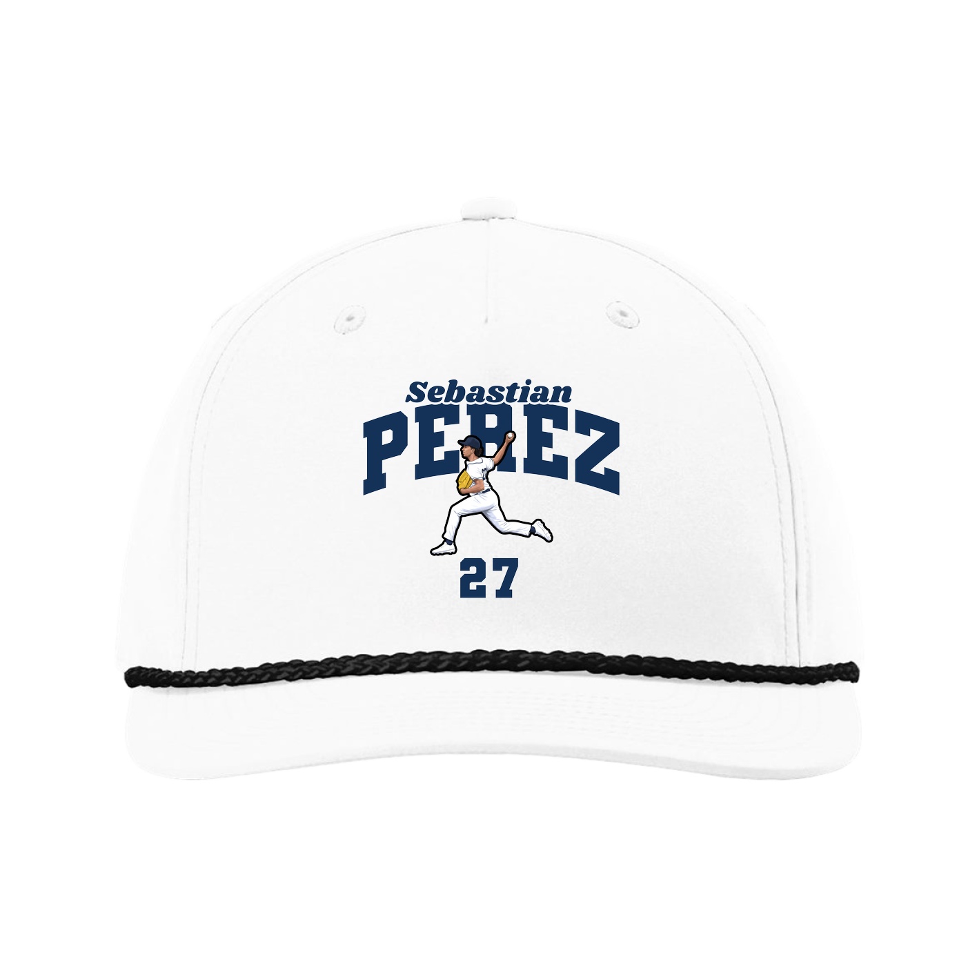 Five-Panel Classic Rope Cap — Signature Arch in White