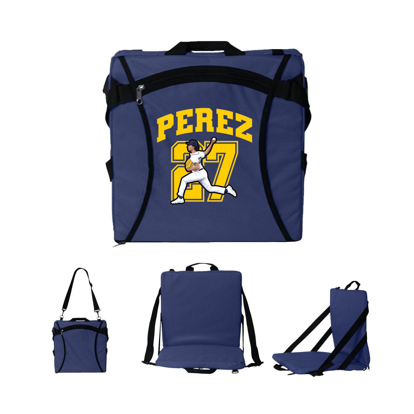 Folding Stadium Seat — Number in Navy
