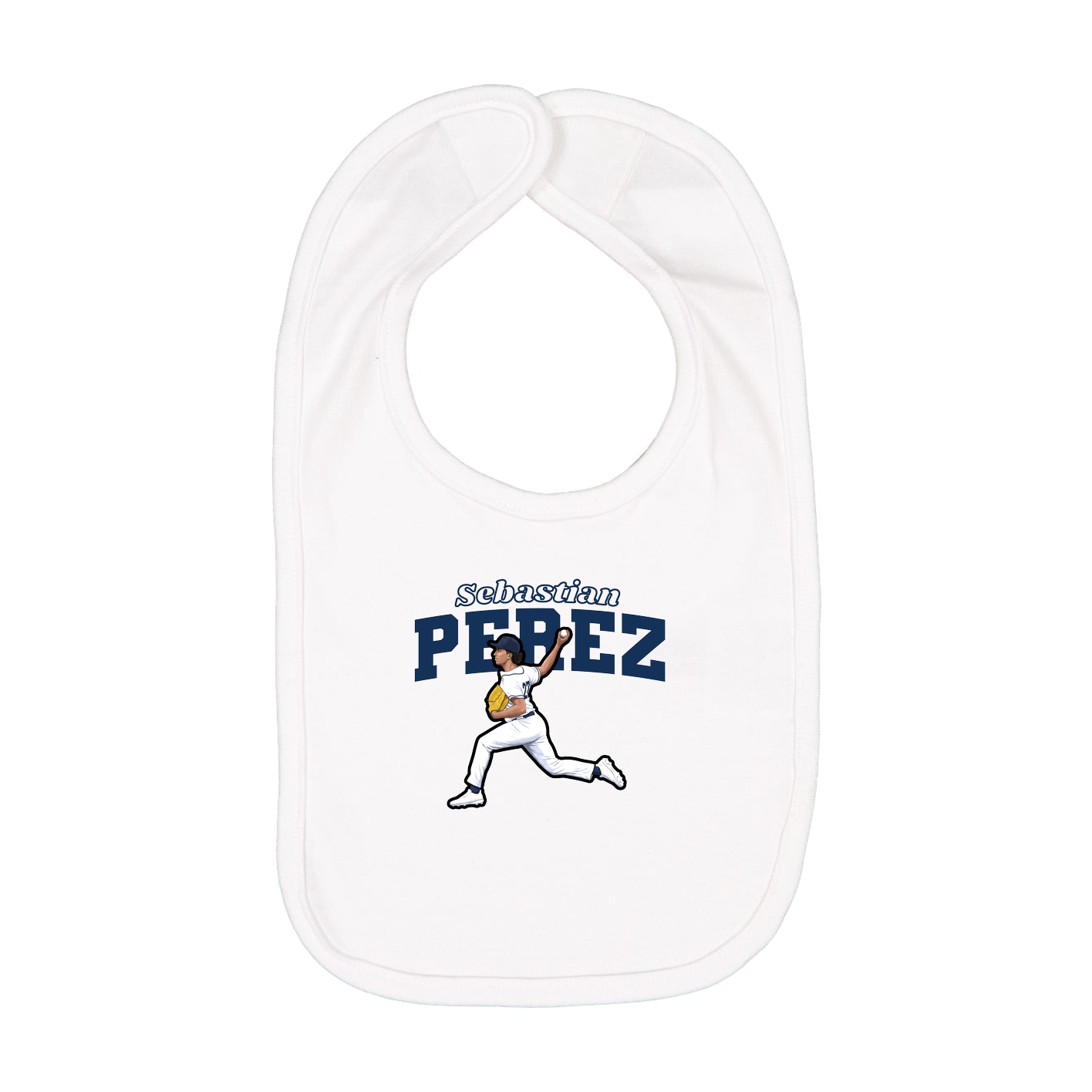 Infant Bib — Name Arch in White