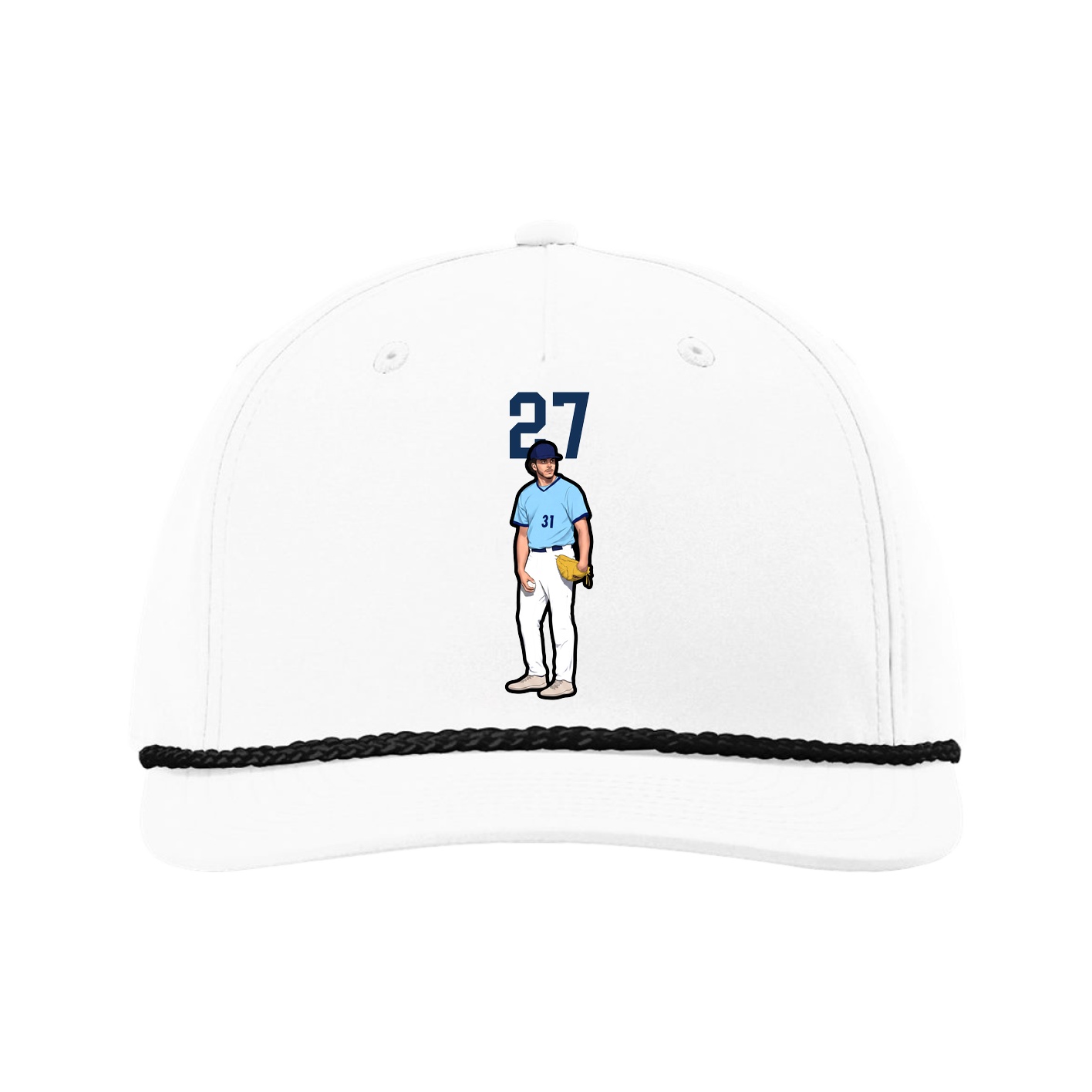 Five-Panel Classic Rope Cap — Number Top in White
