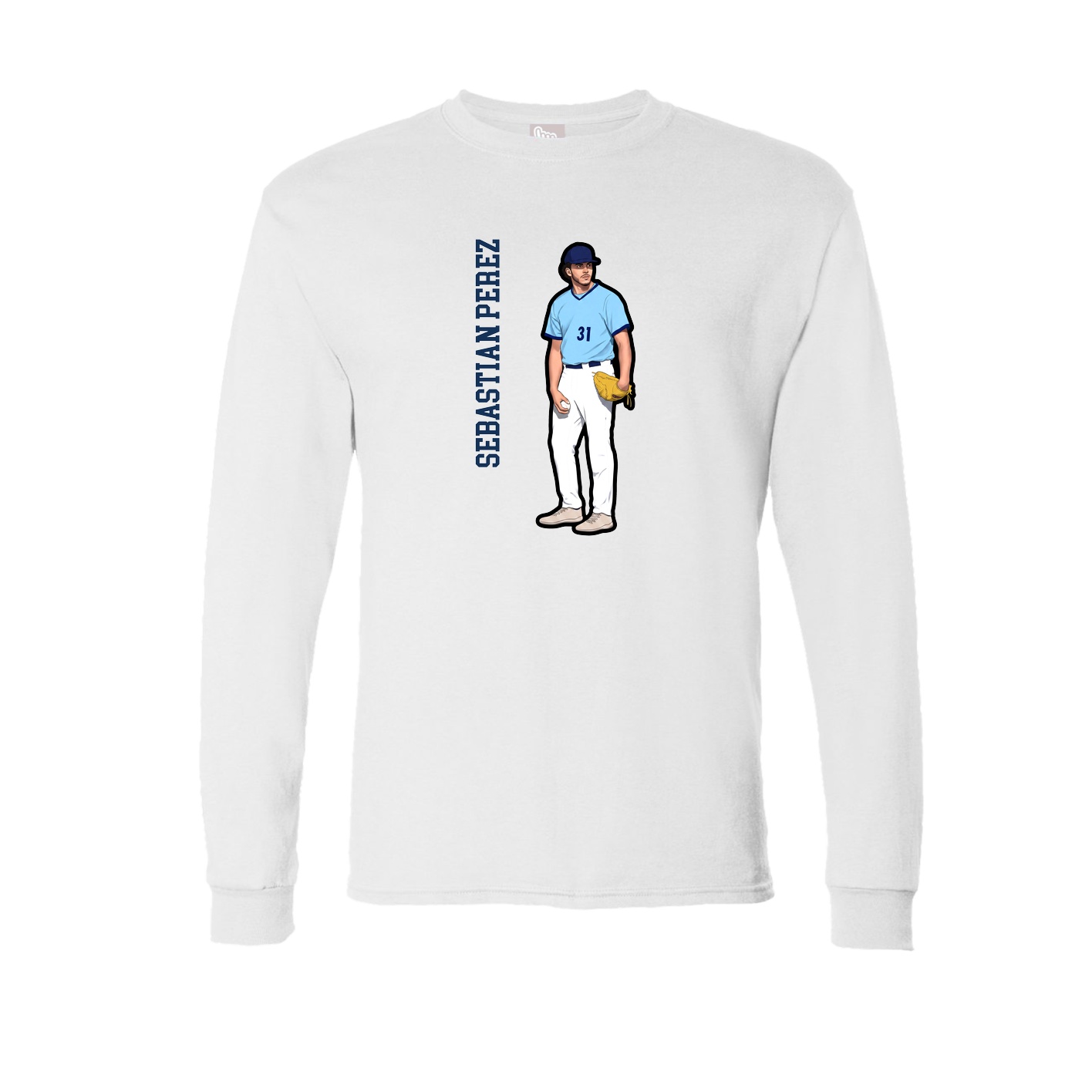 Long Sleeve Tee — Name Vertical in White