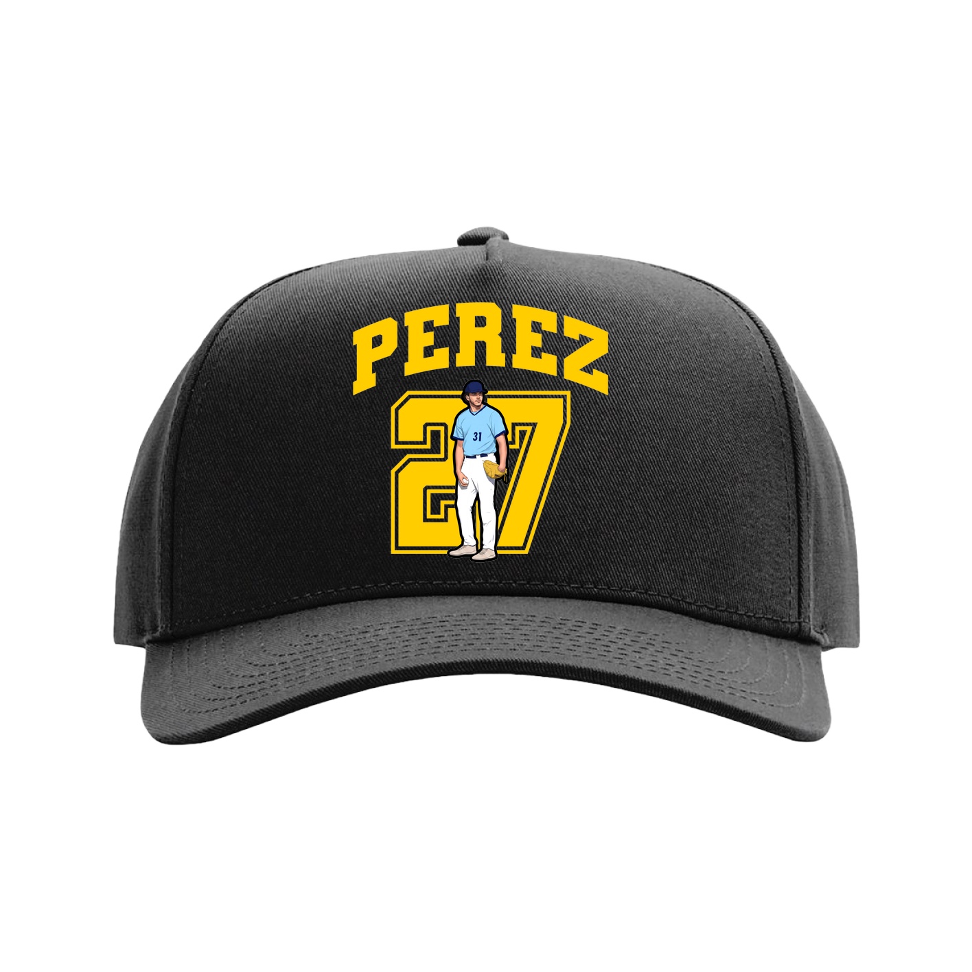 Full Fabric Five-Panel Champ Cap — Number in Black