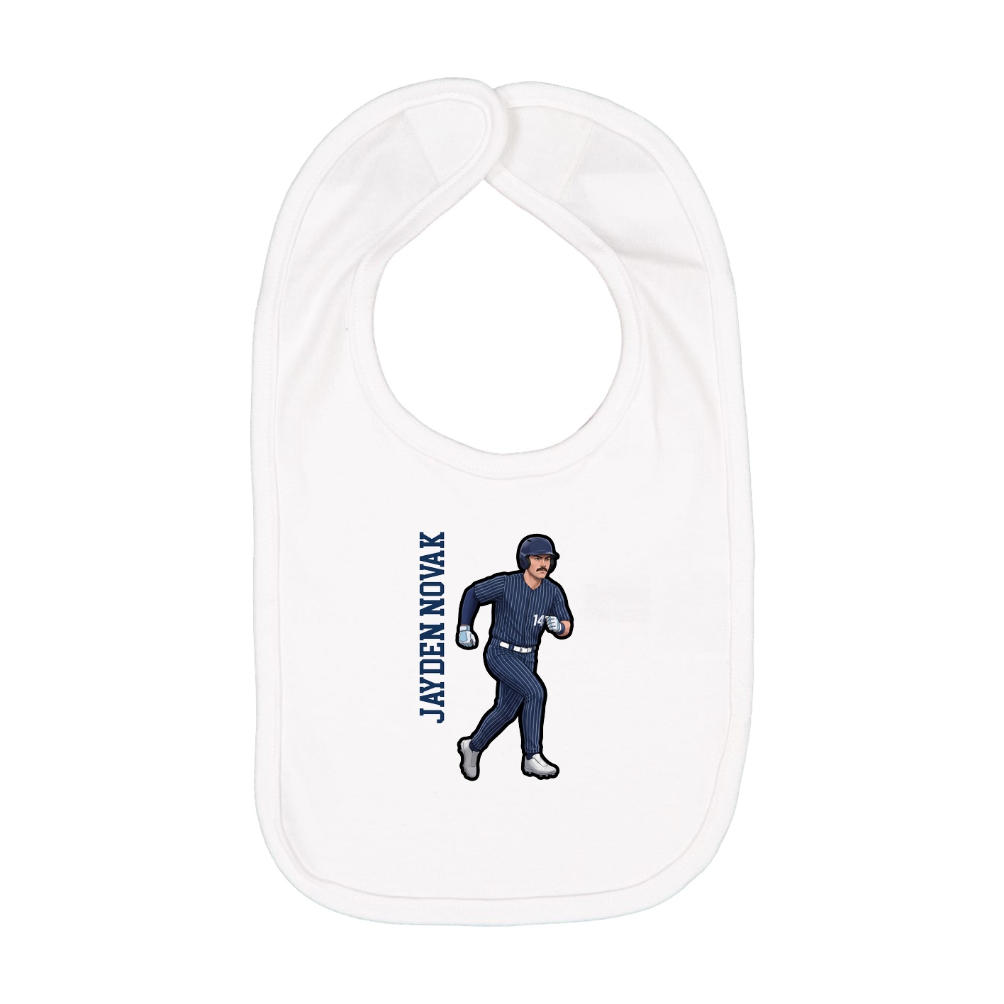 Infant Bib — Name Vertical in White