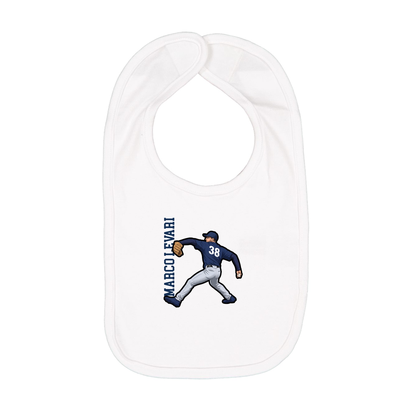 Infant Bib — Name Vertical in White