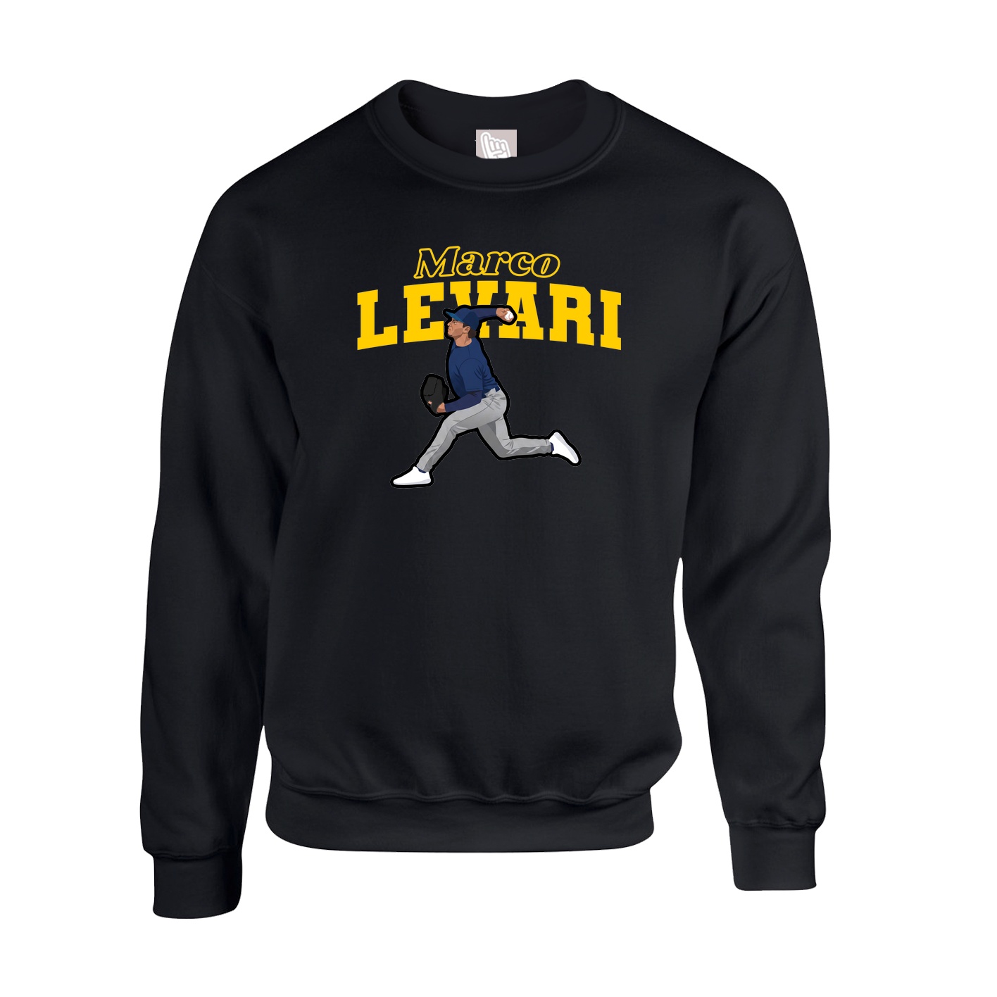 Fleece Crew — Name Arch in Black