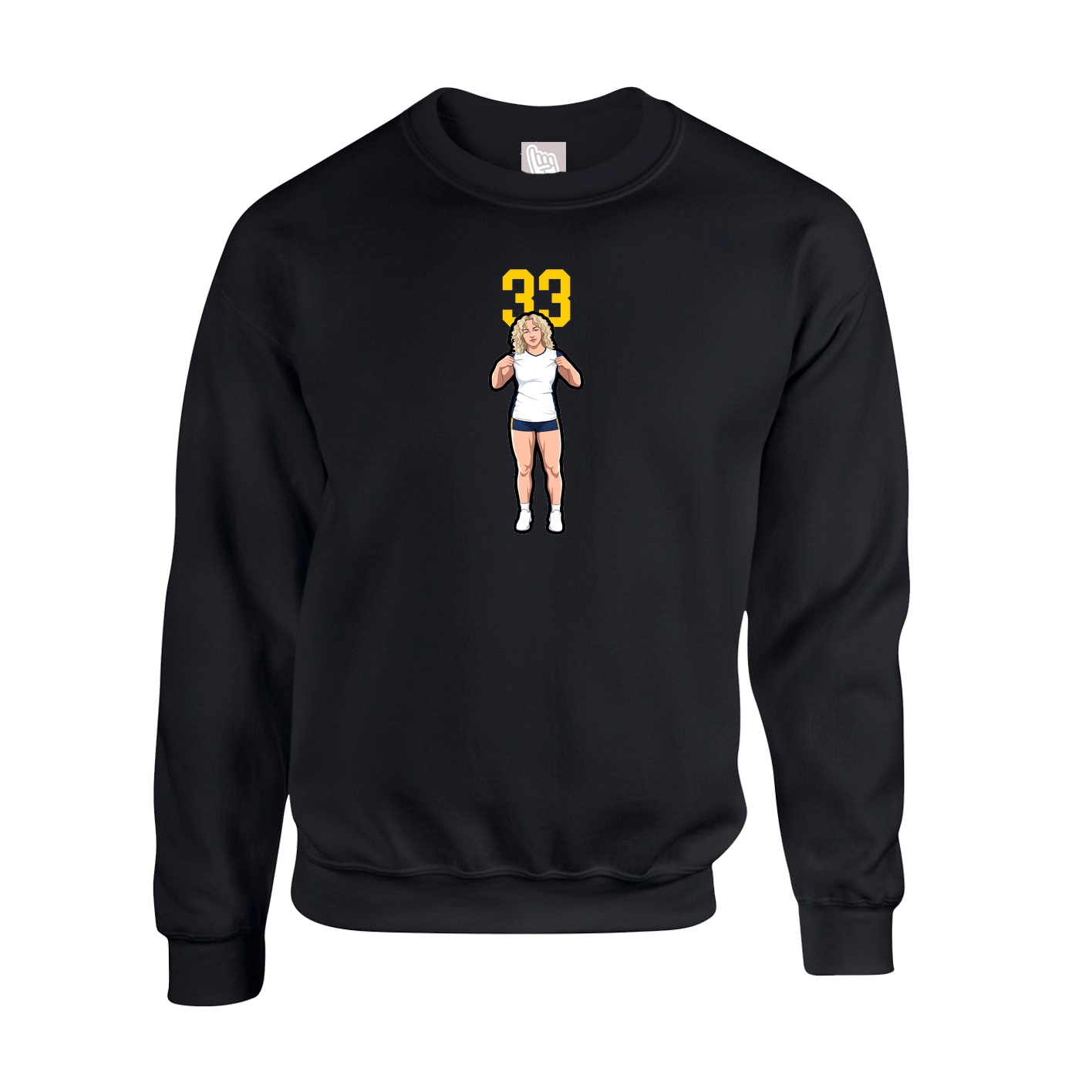 Fleece Crew — Number Top in Black