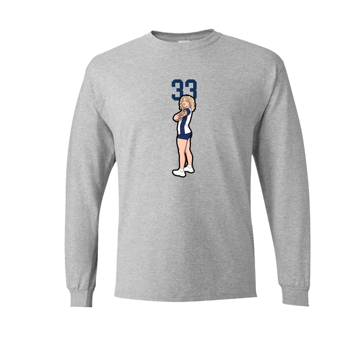 Long Sleeve Tee — Number Top in Grey