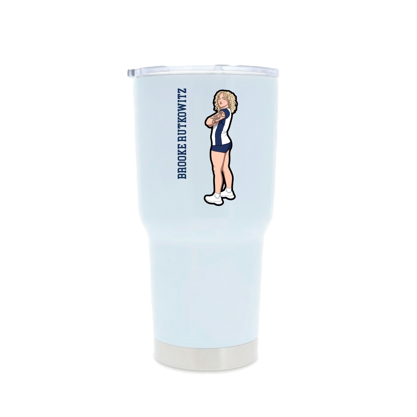 30oz Stainless Steel Tumbler — Name Vertical in White