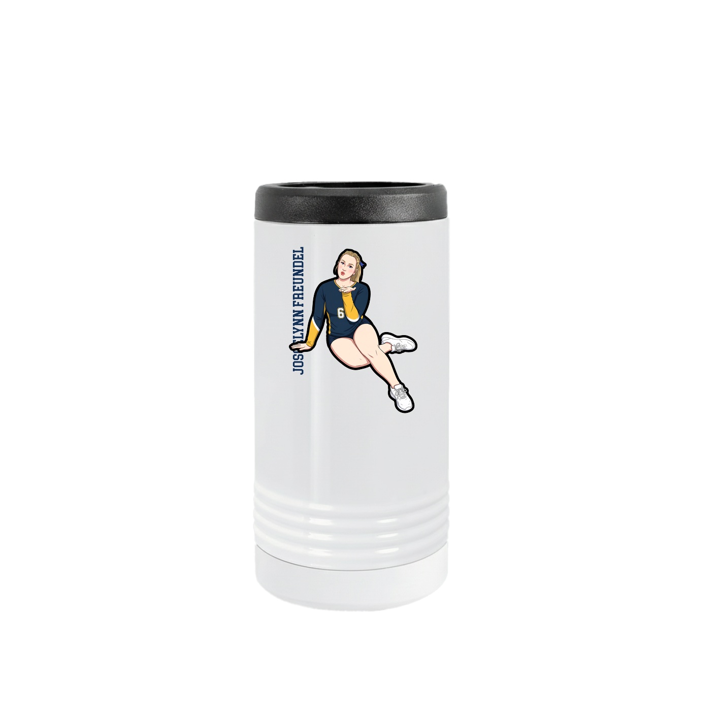 Slim Beverage Holder — Name Vertical in White