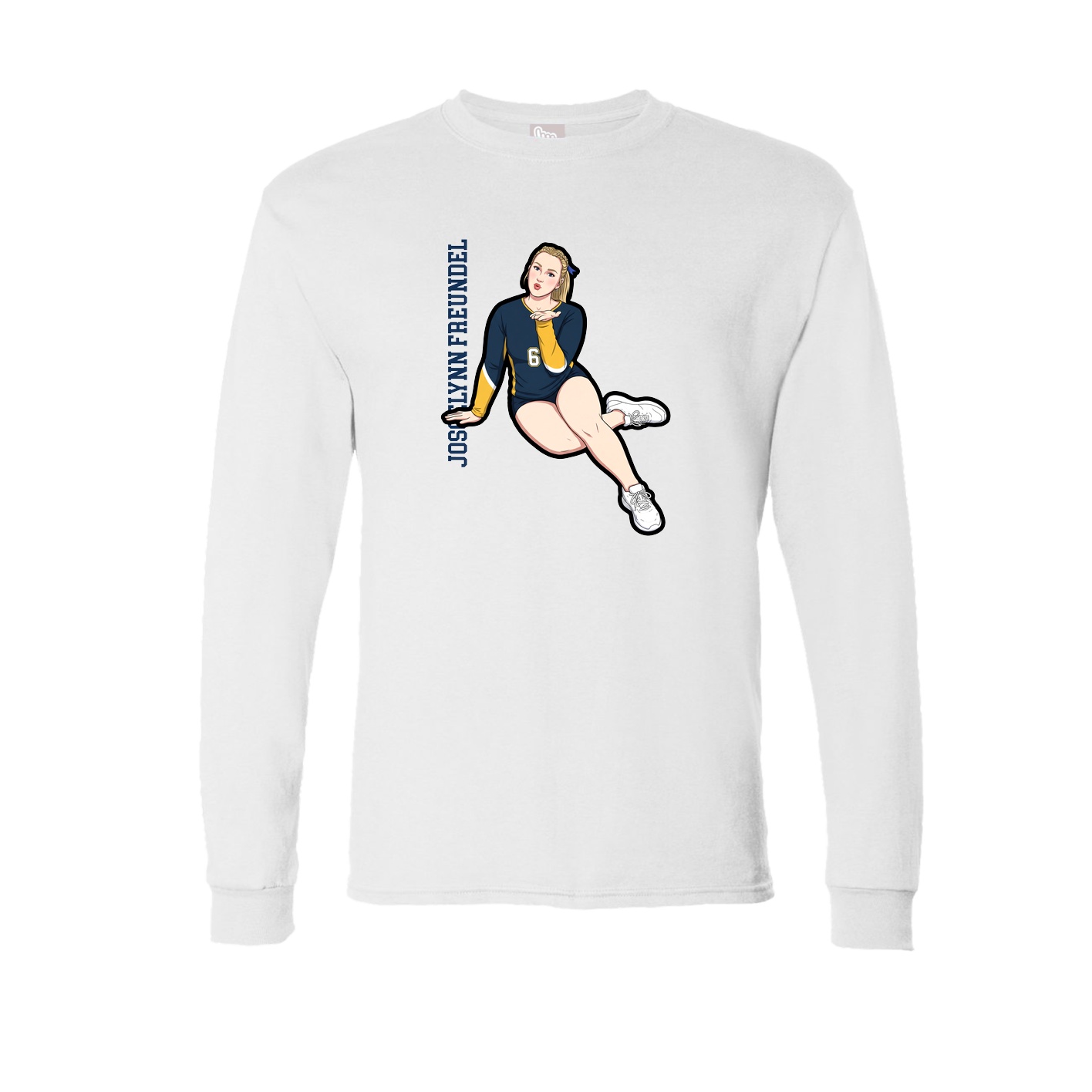 Long Sleeve Tee — Name Vertical in White