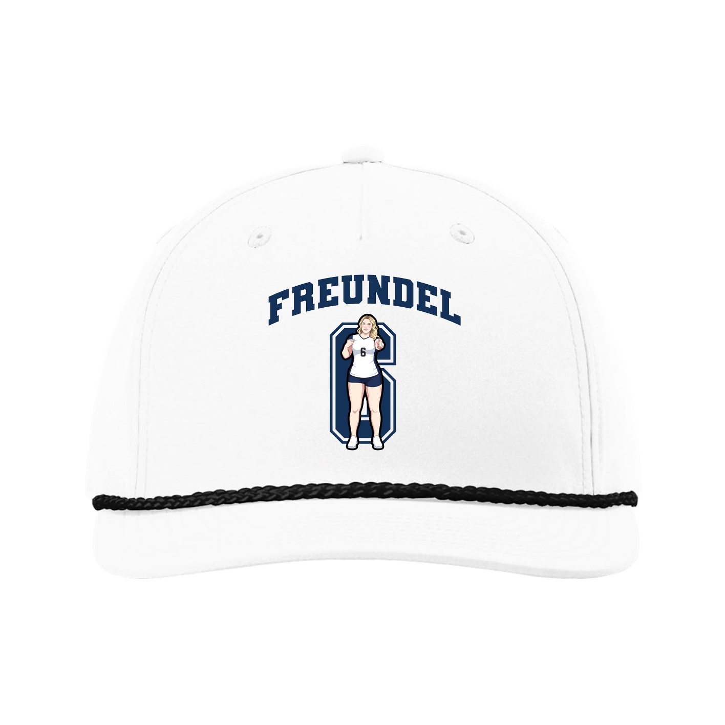 Five-Panel Classic Rope Cap — Number in White