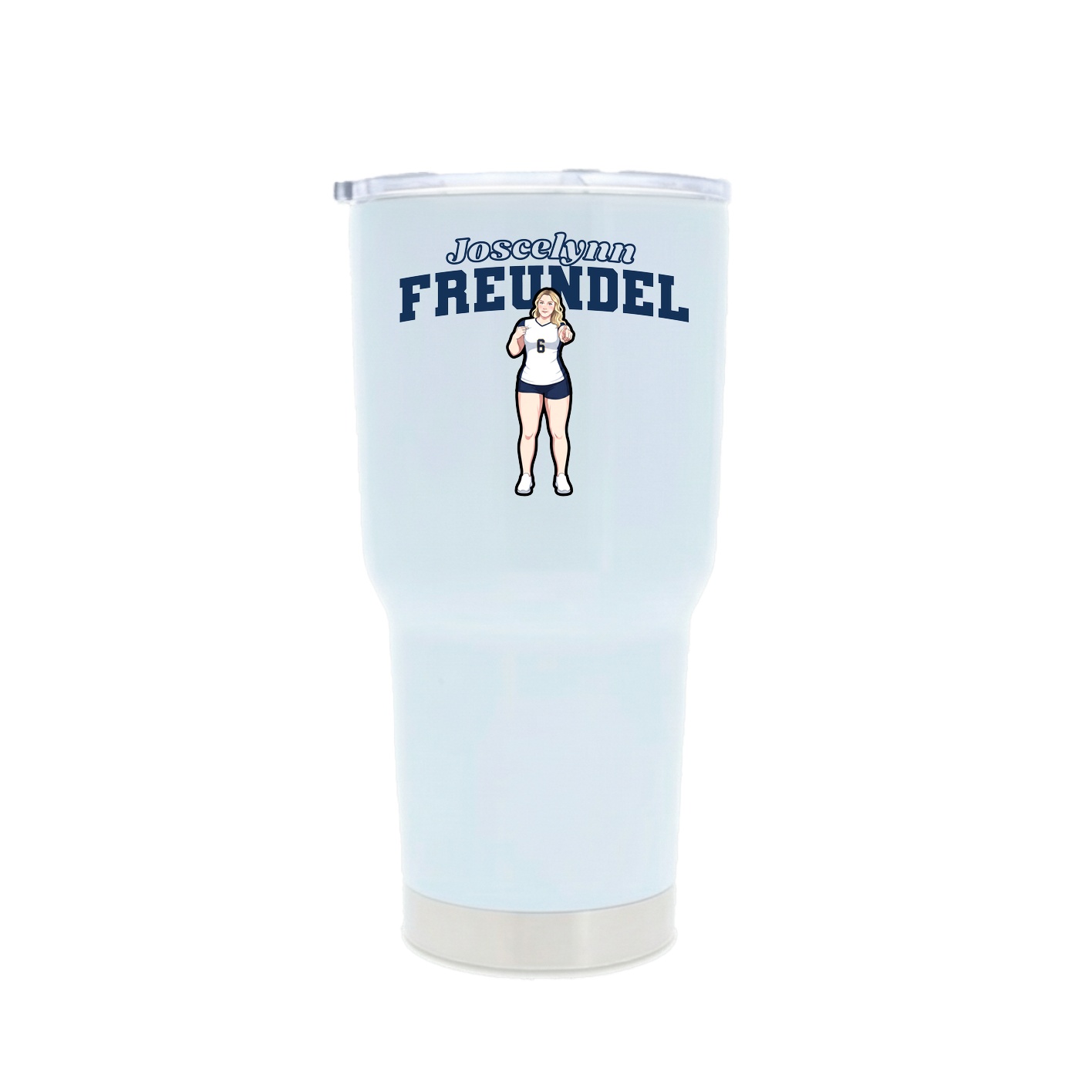 30oz Stainless Steel Tumbler — Name Arch in White