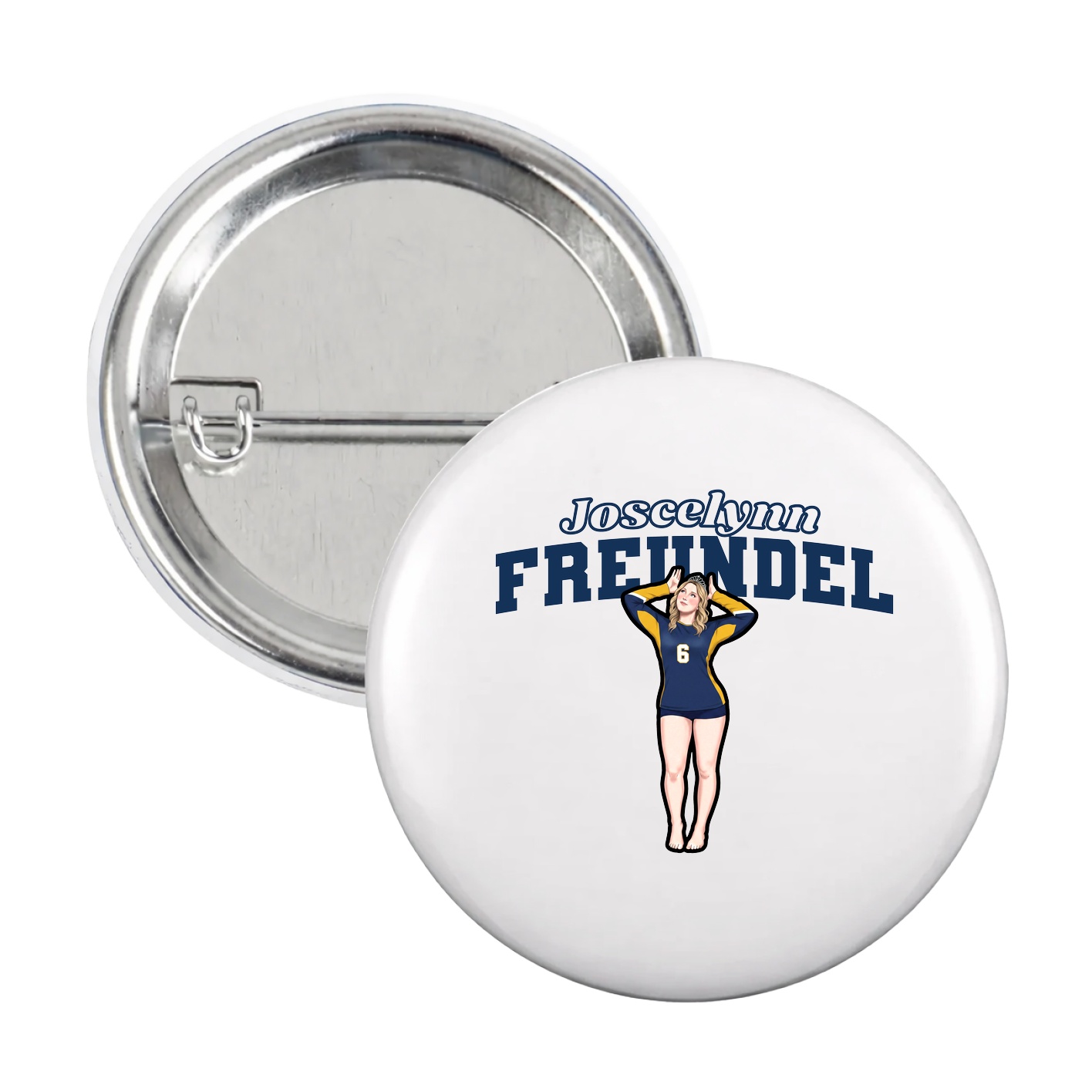 Game Day Button — Name Arch in White