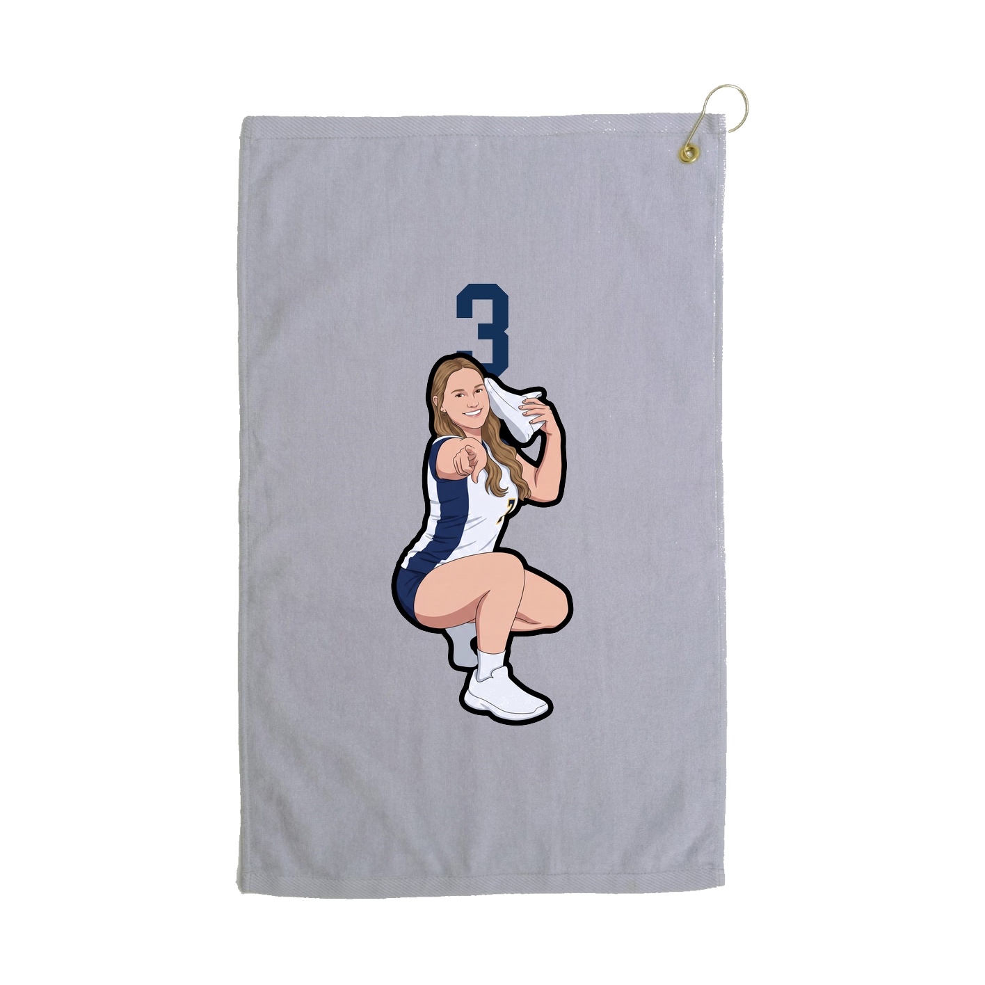 Golf Towel — Number Top in Grey