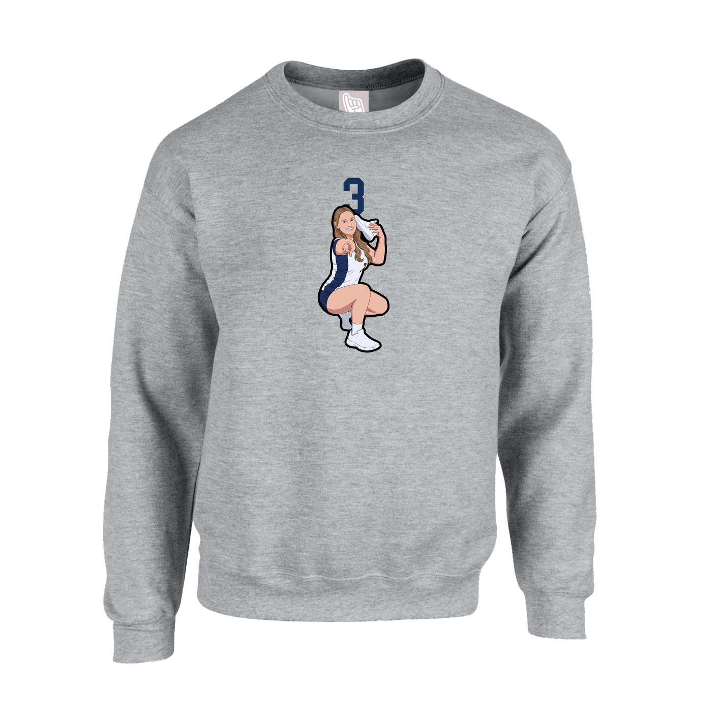 Fleece Crew — Number Top in Grey