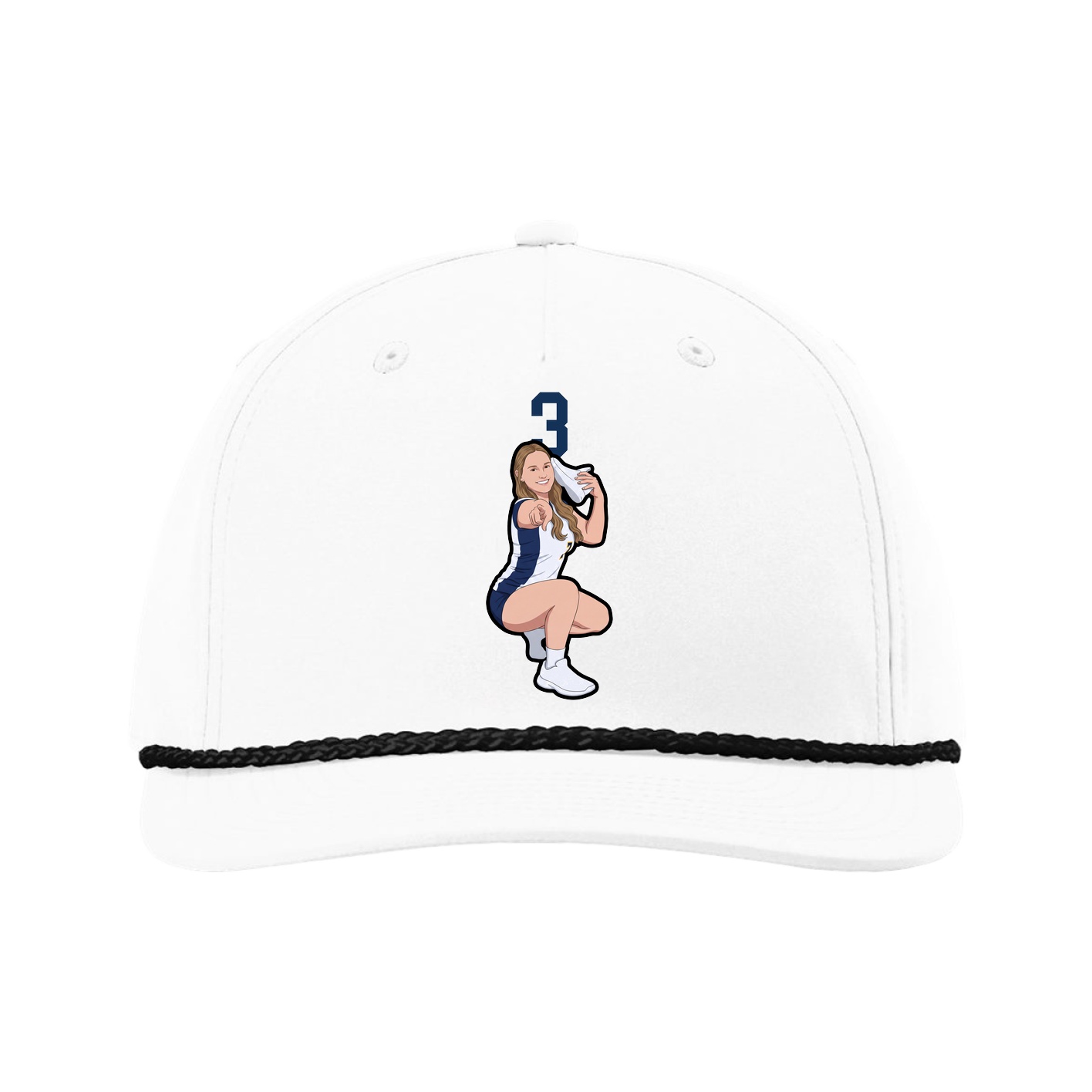 Five-Panel Classic Rope Cap — Number Top in White