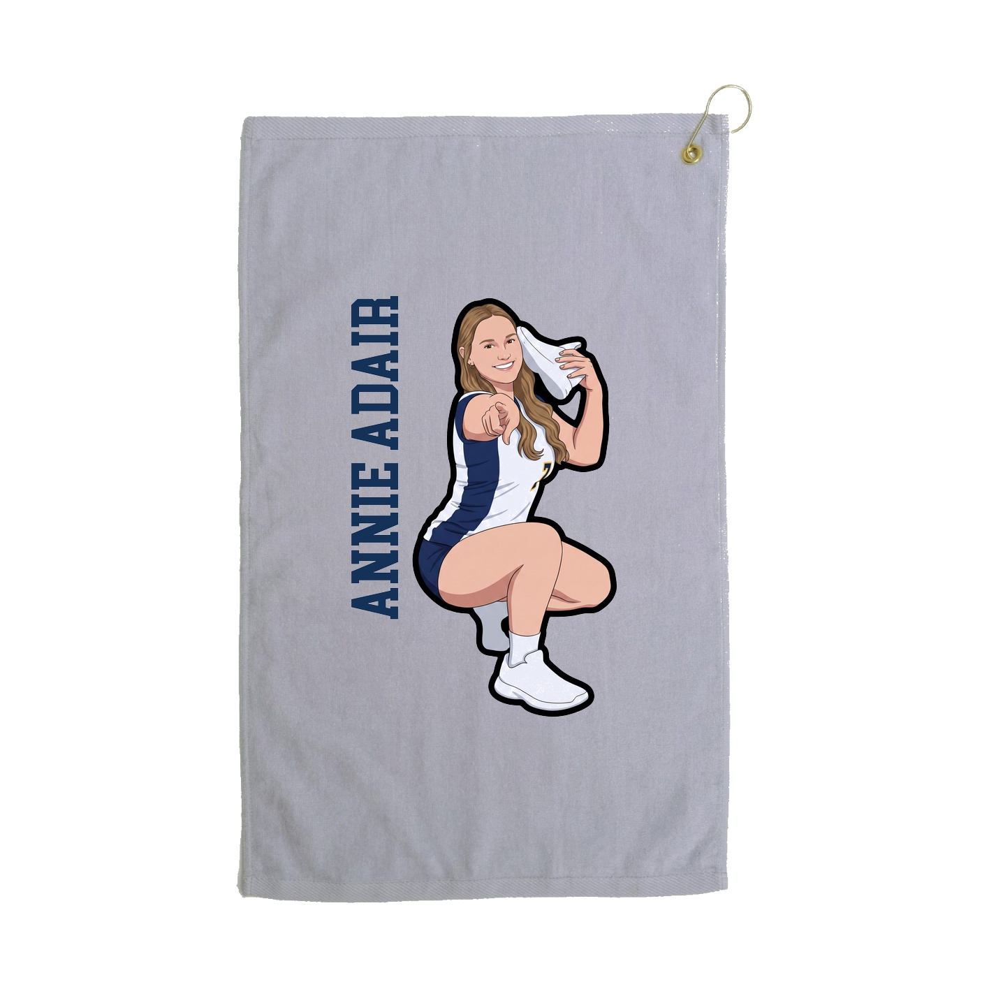 Golf Towel — Name Vertical in Grey