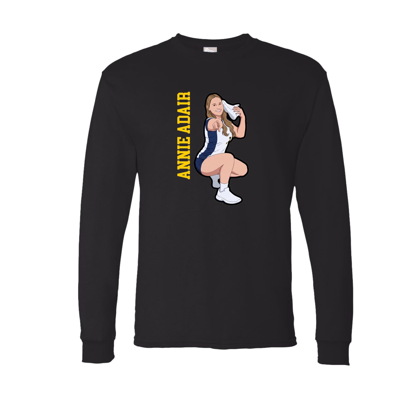 Long Sleeve Tee — Name Vertical in Black