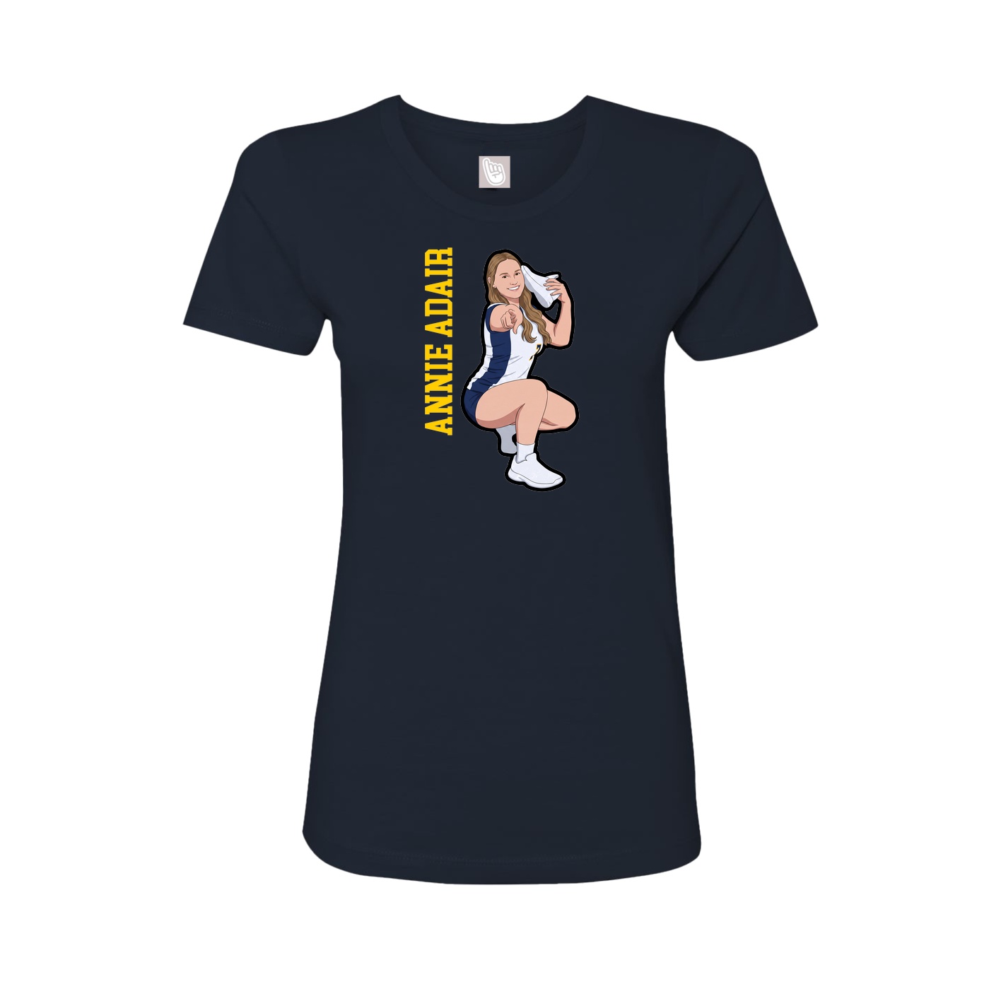 Fitted Women's Tee — Name Vertical in Navy