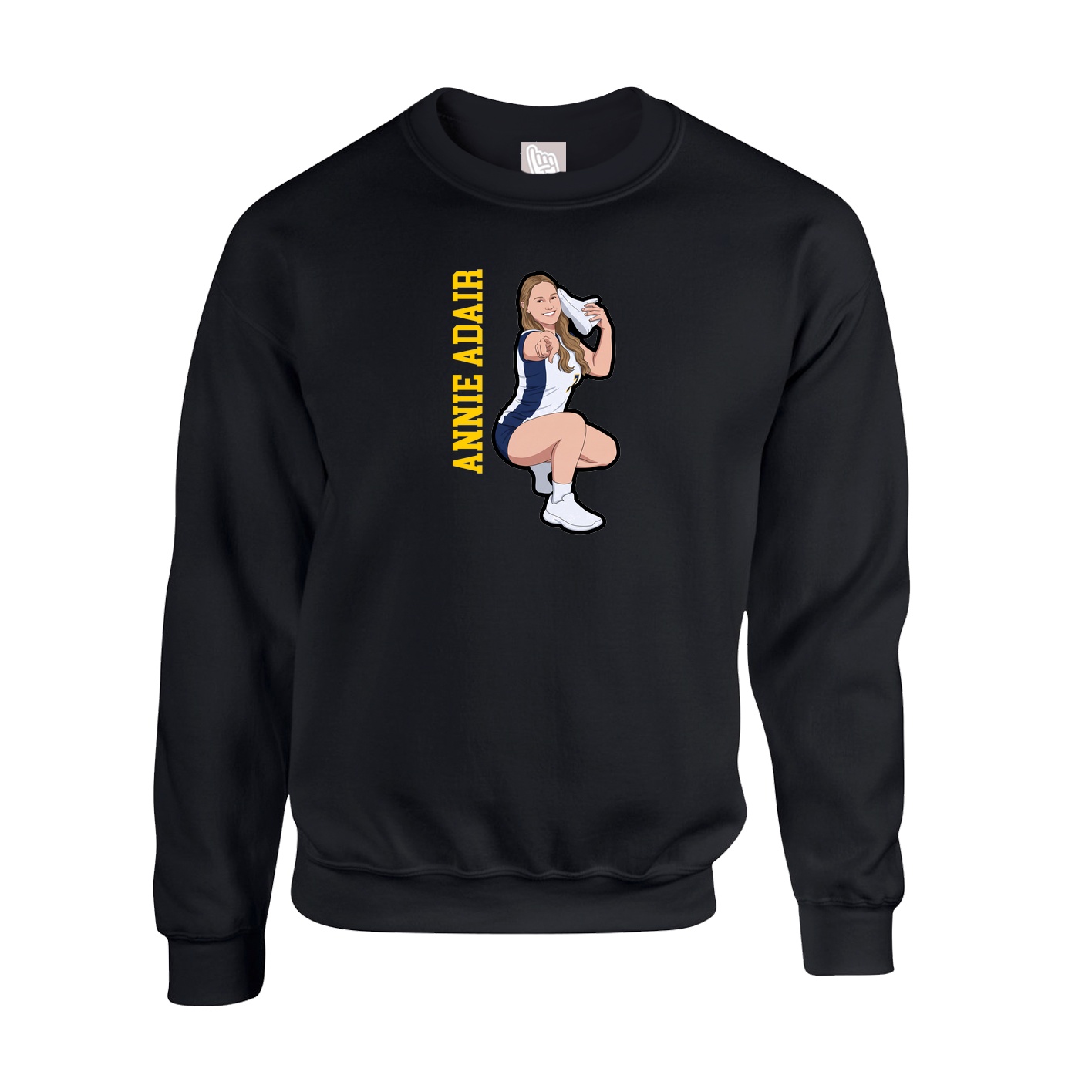 Fleece Crew — Name Vertical in Black