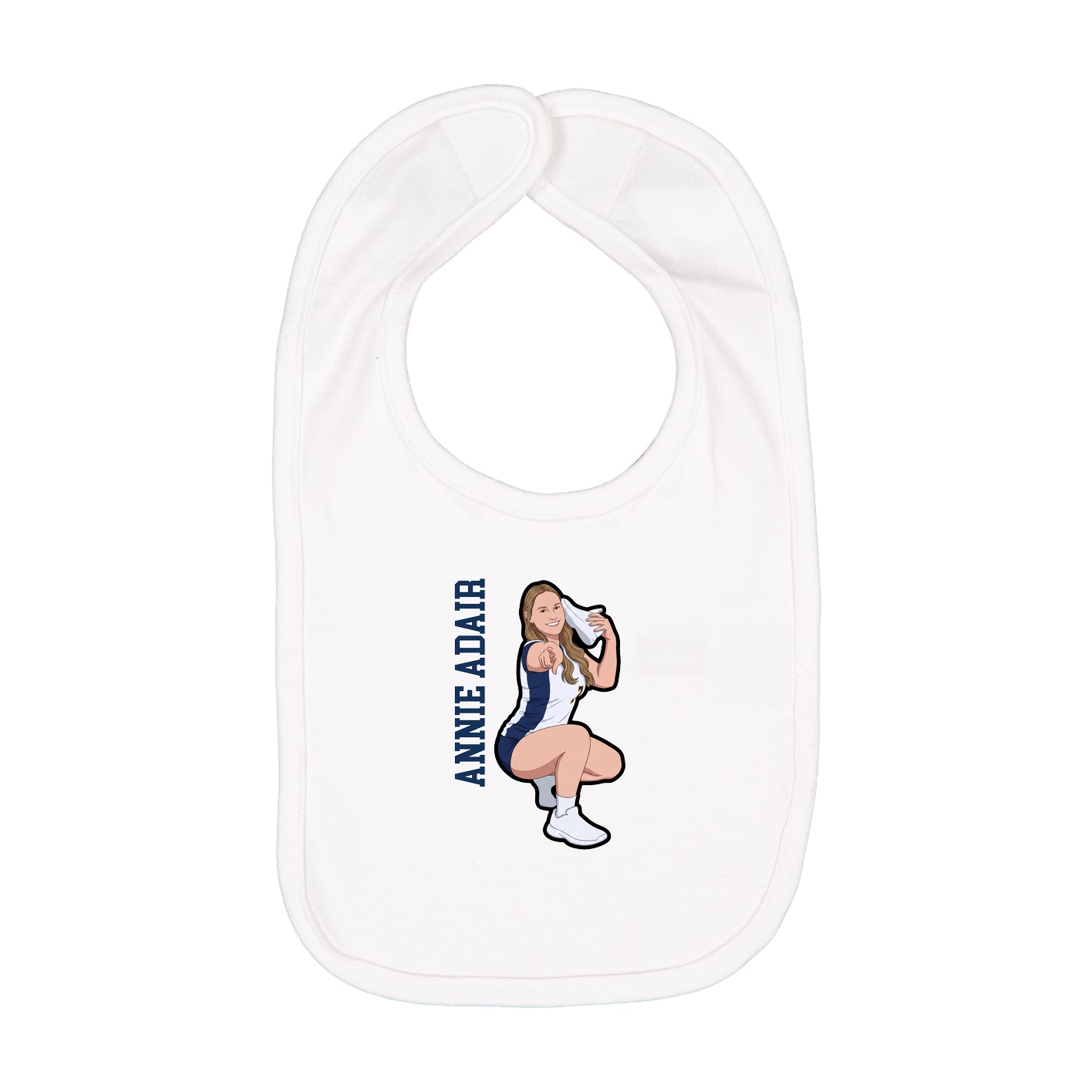 Infant Bib — Name Vertical in White