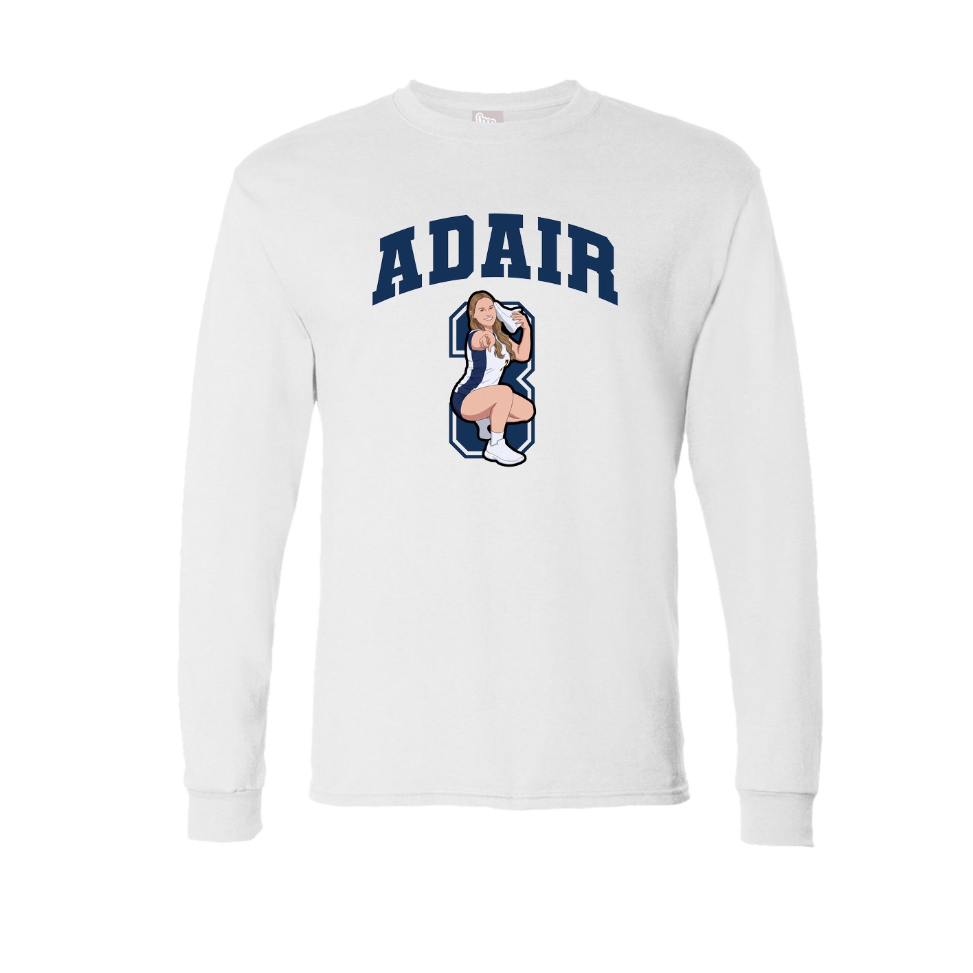 Long Sleeve Tee — Number in White