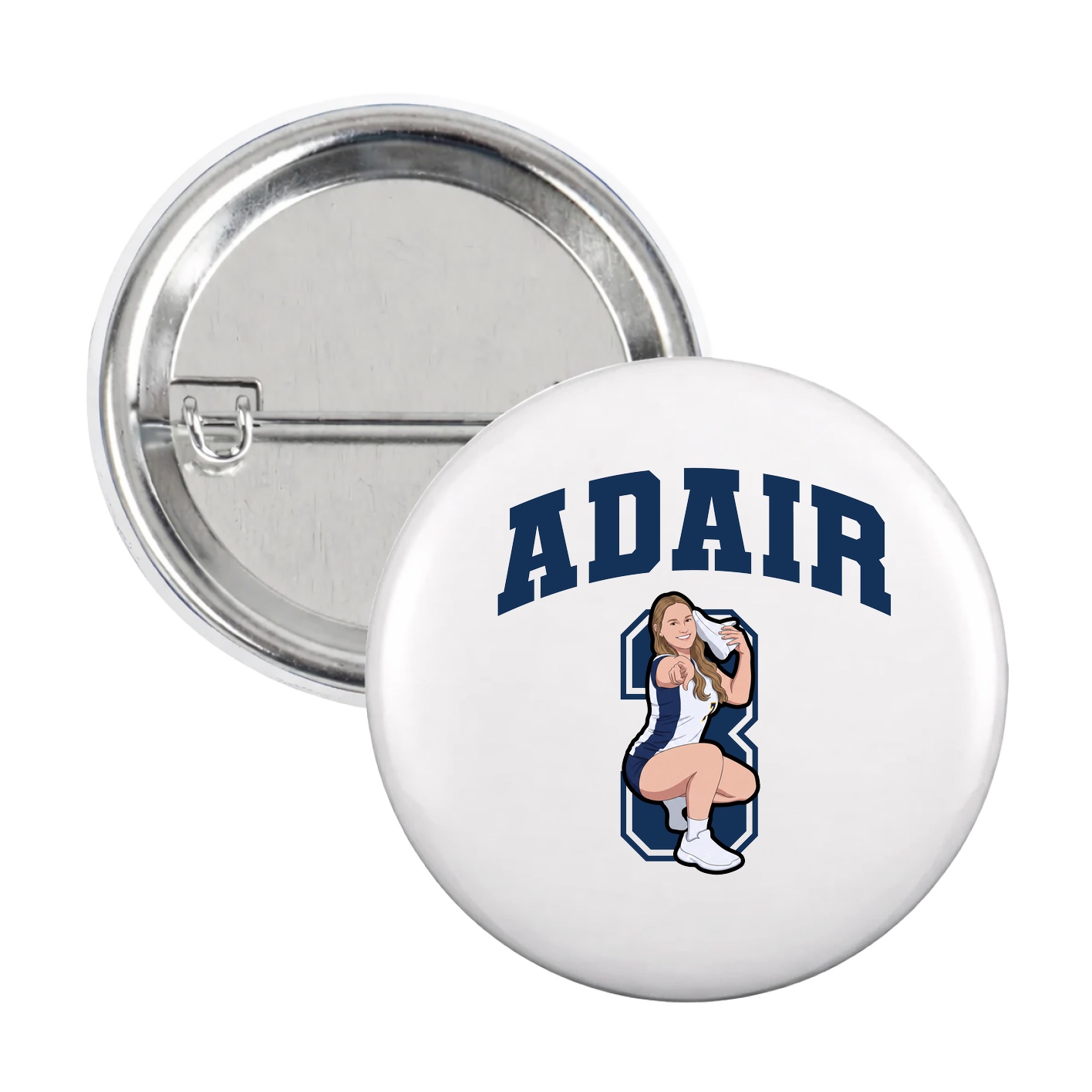 Game Day Button — Number in White