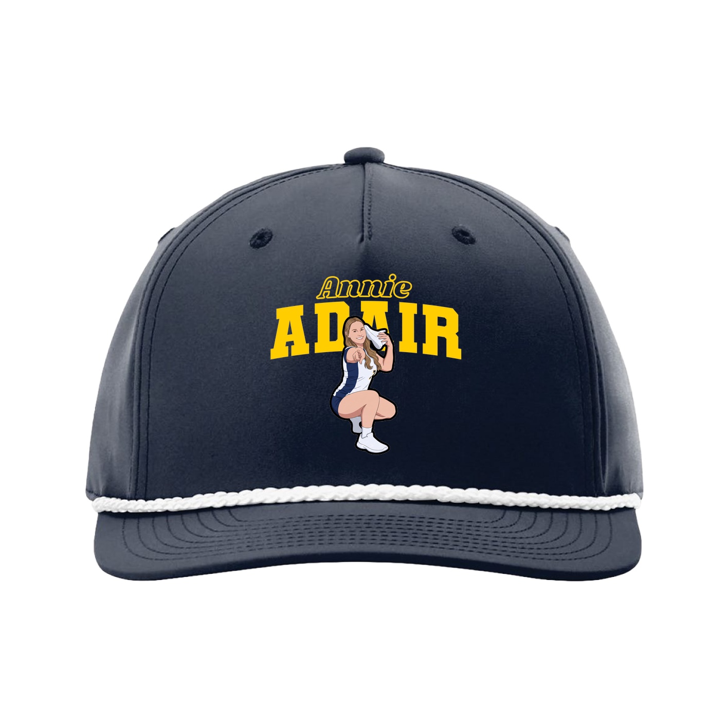 Five-Panel Classic Rope Cap — Name Arch in Navy