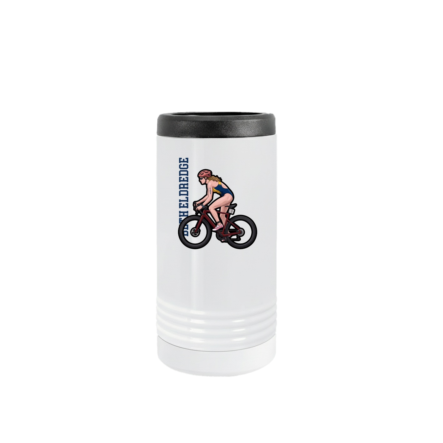 Slim Beverage Holder — Name Vertical in White
