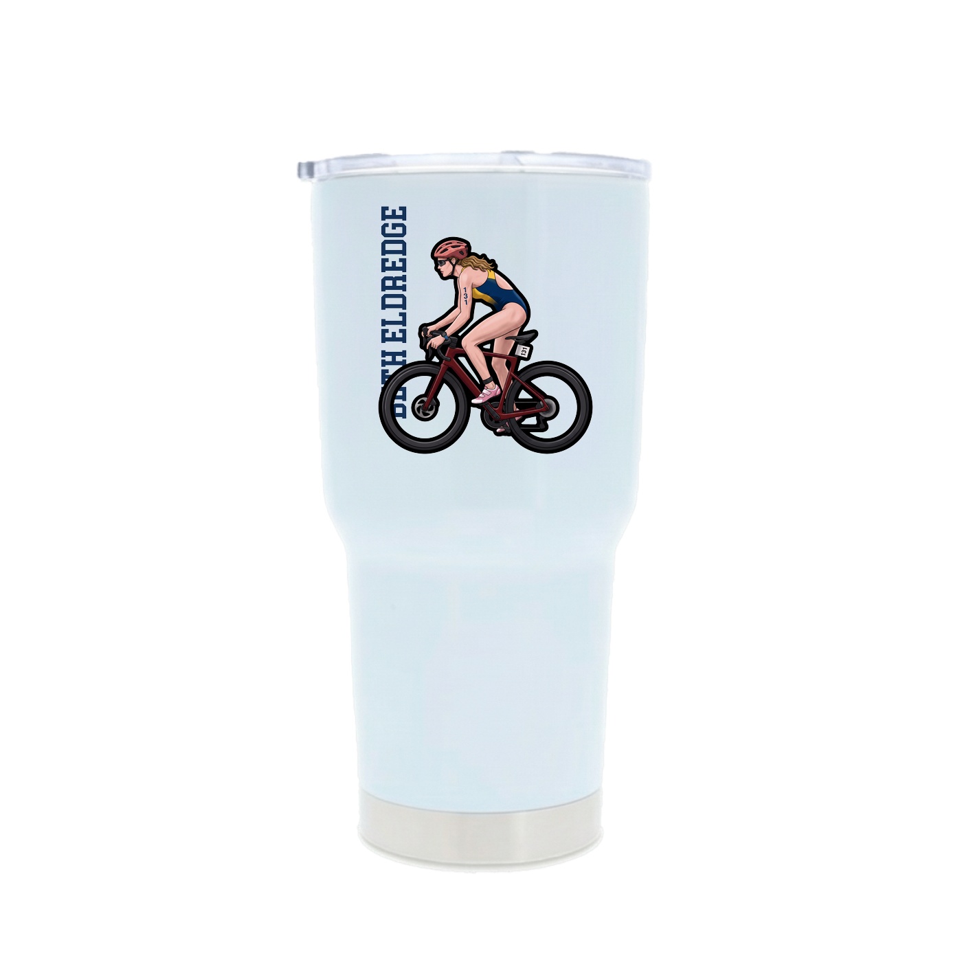 30oz Stainless Steel Tumbler — Name Vertical in White