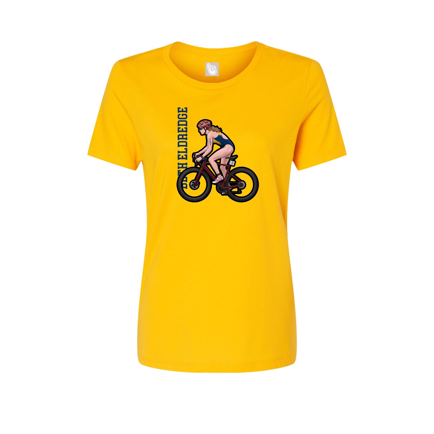 Fitted Women's Tee — Name Vertical in Gold