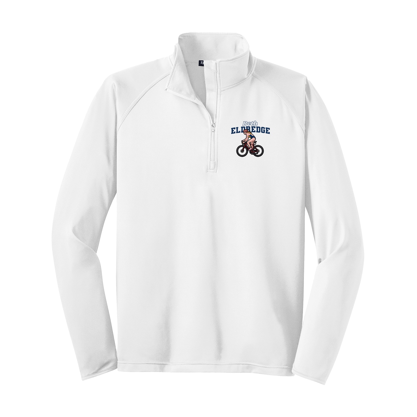 Q-Zip Pullover — Name Arch in White