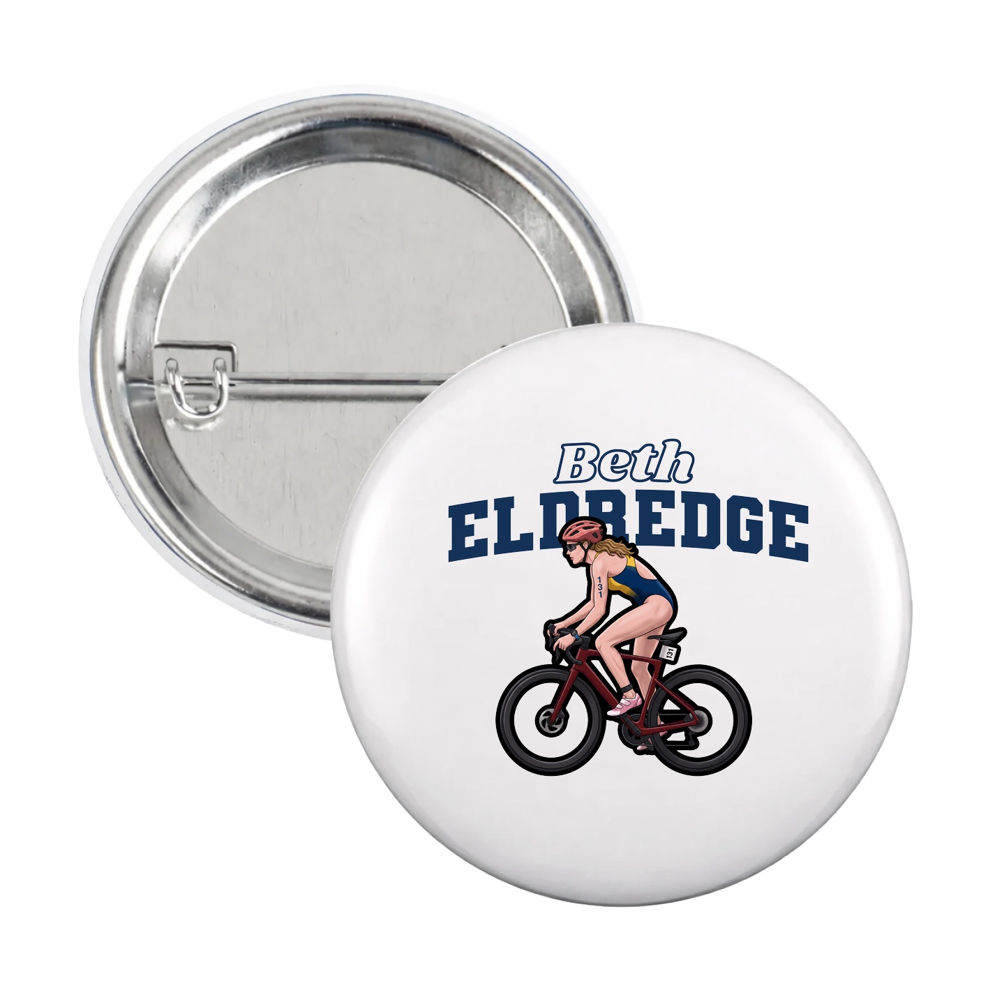 Game Day Button — Name Arch in White