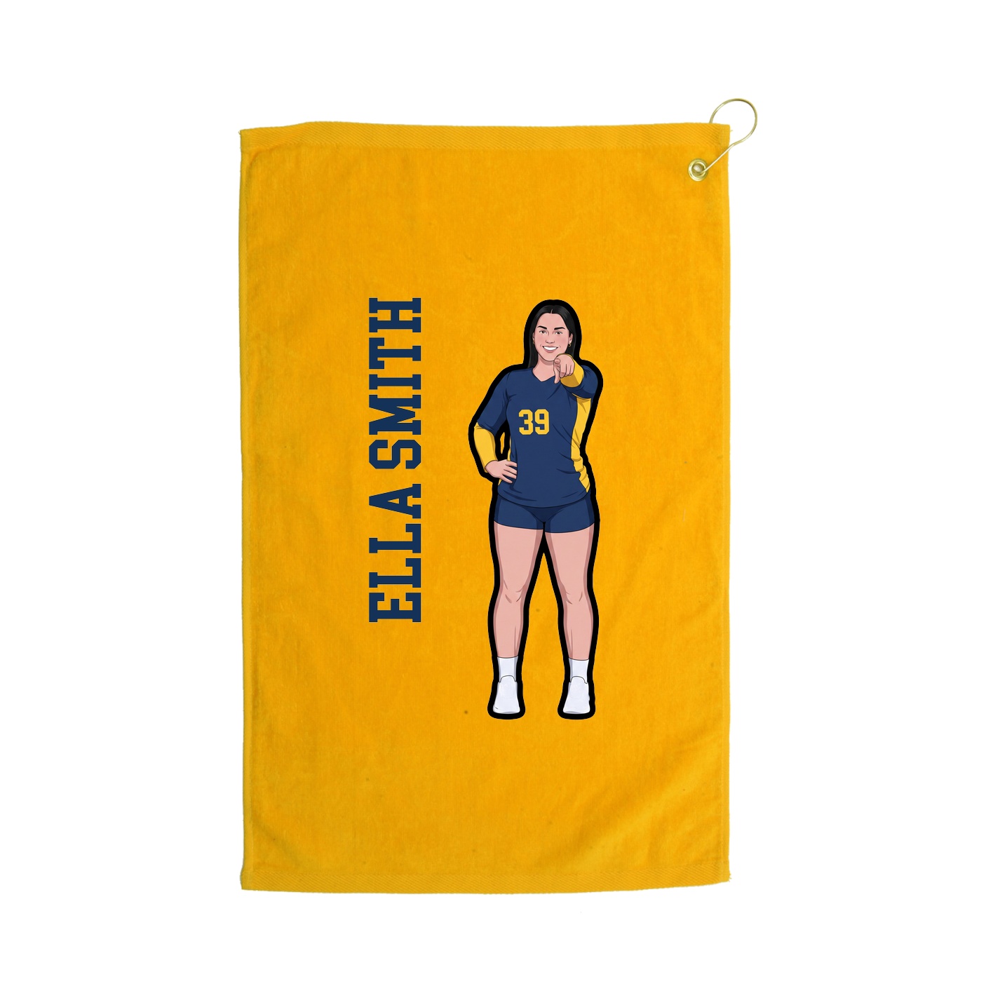 Golf Towel — Name Vertical in Gold